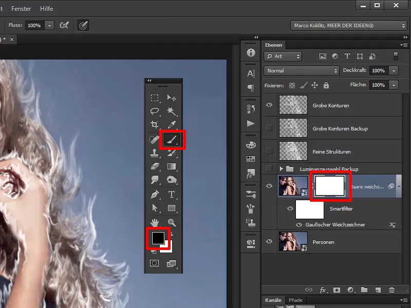 Photoshop composing - Fire and ice - Part 03: Wiping fire into the image