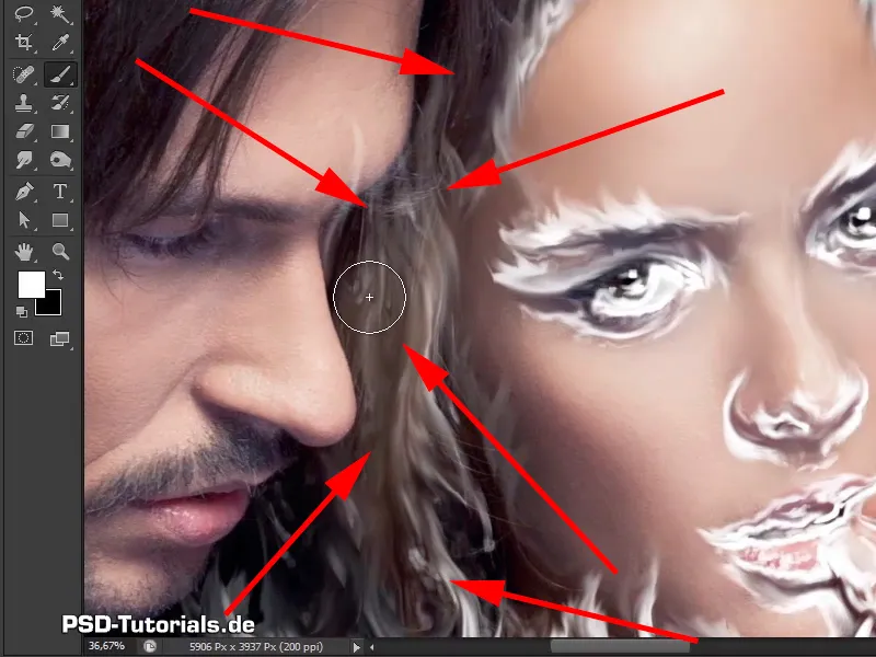 Photoshop composing - Fire and ice - Part 03: Wiping fire into the image