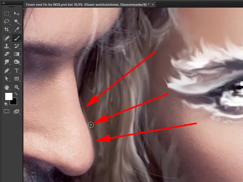 Photoshop composing - Fire and ice - Part 03: Wiping fire into the image