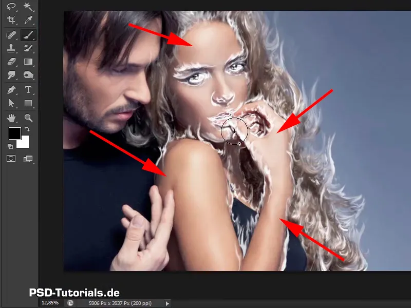 Photoshop composing - Fire and ice - Part 03: Wiping fire into the image