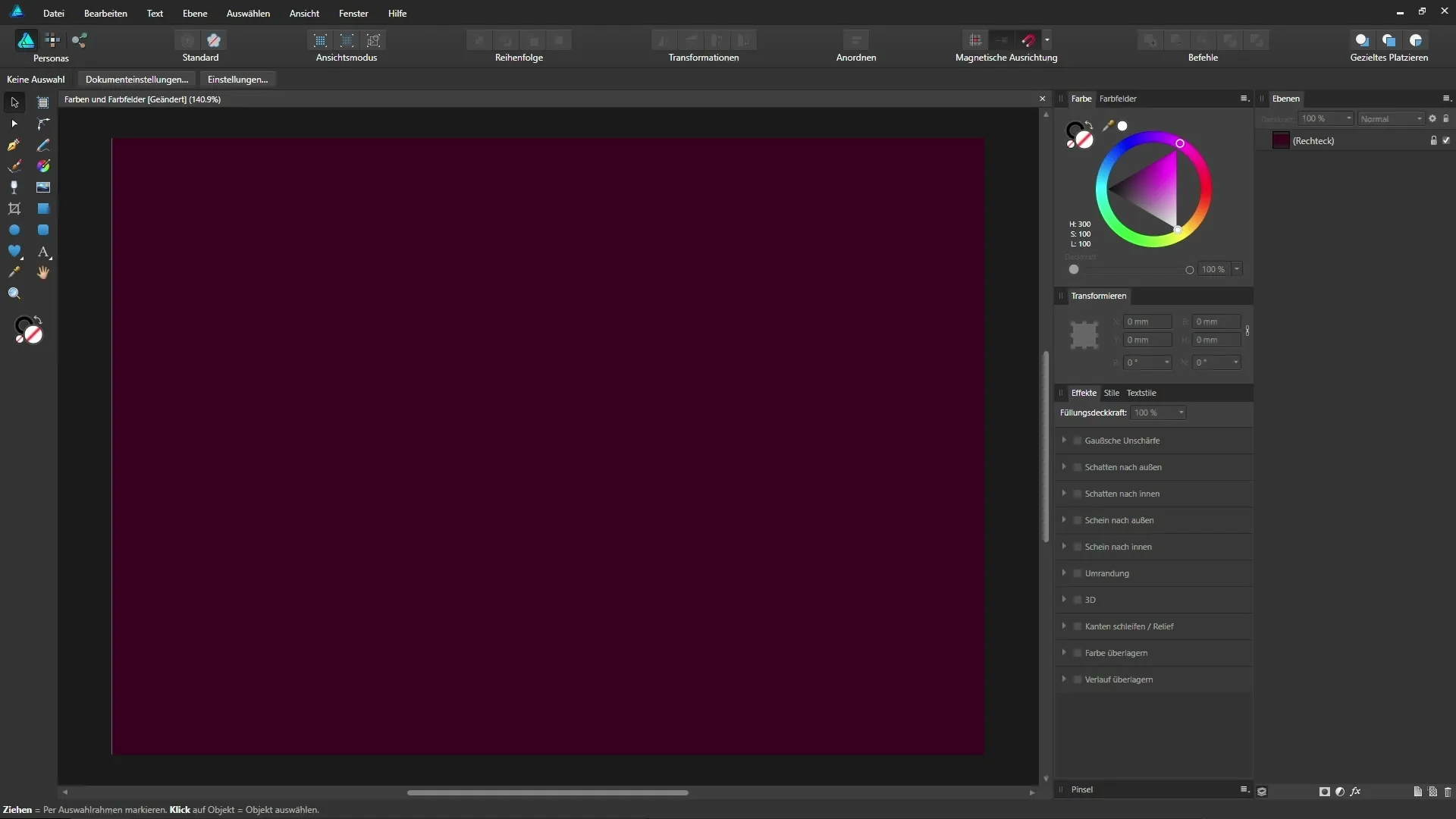 Folosirea culorilor în mod planificat în Affinity Designer