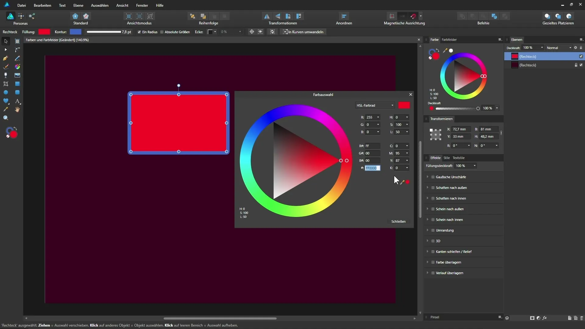 Utilizarea culorilor în mod țintit în Affinity Designer