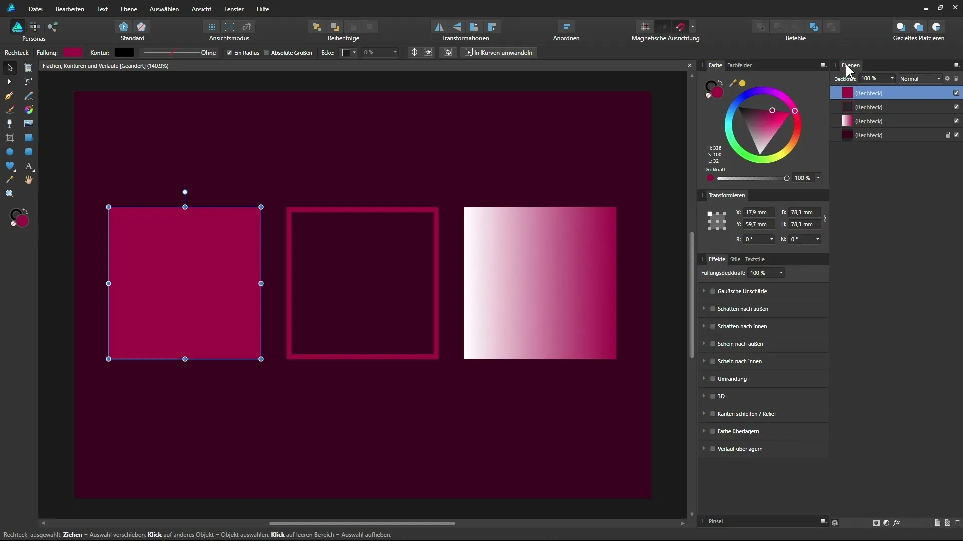 Affinity Designer: Forstå flader, konturer og gradienter