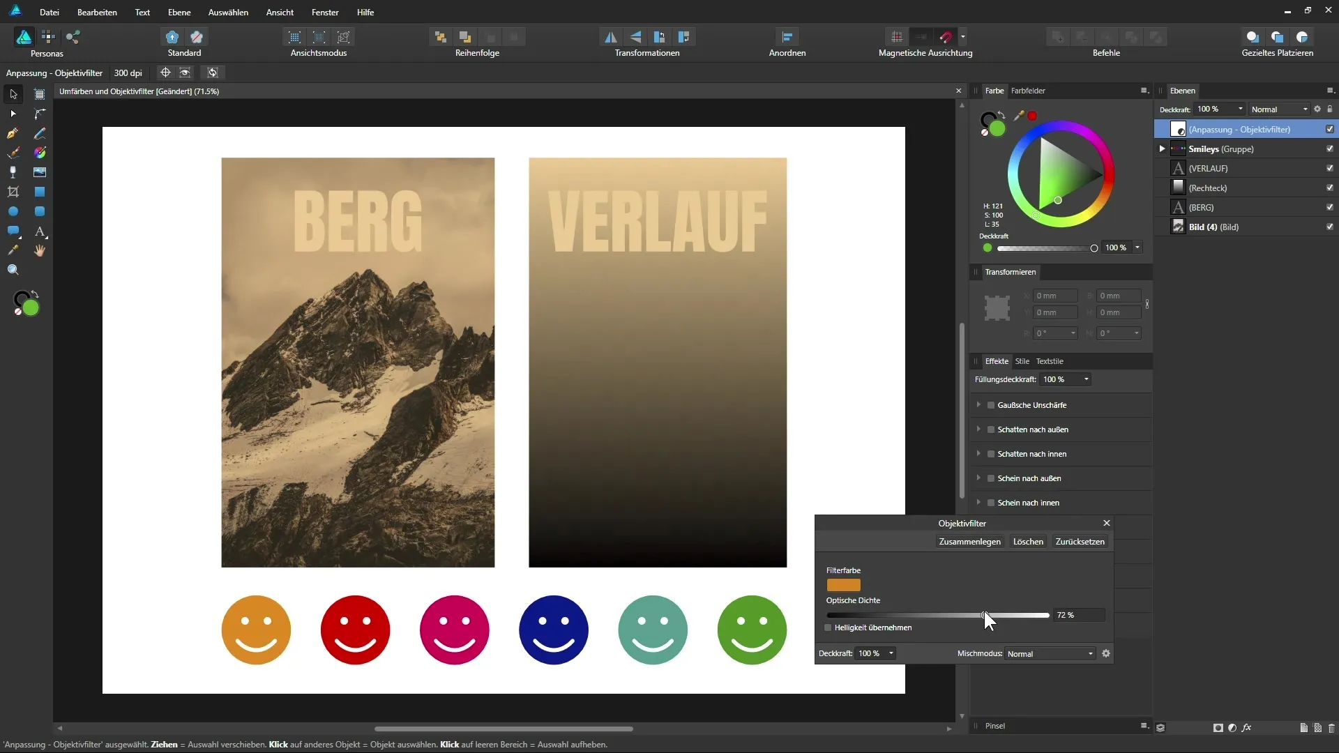 Перекрашивание и фильтры для линз: раскройте свой творческий потенциал в Affinity Designer