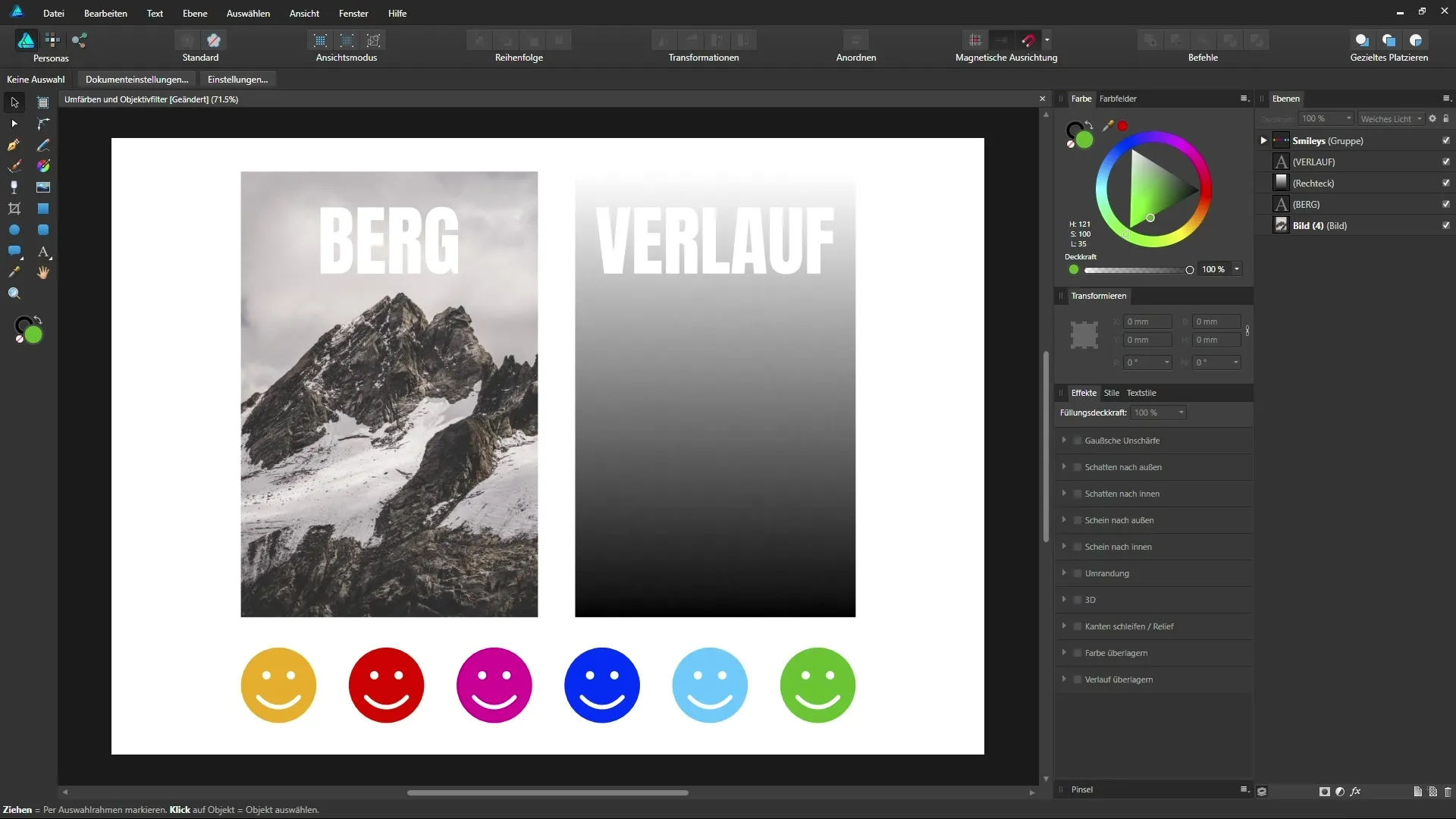 Перекрашивание и фильтры для линз: раскройте свой творческий потенциал в Affinity Designer