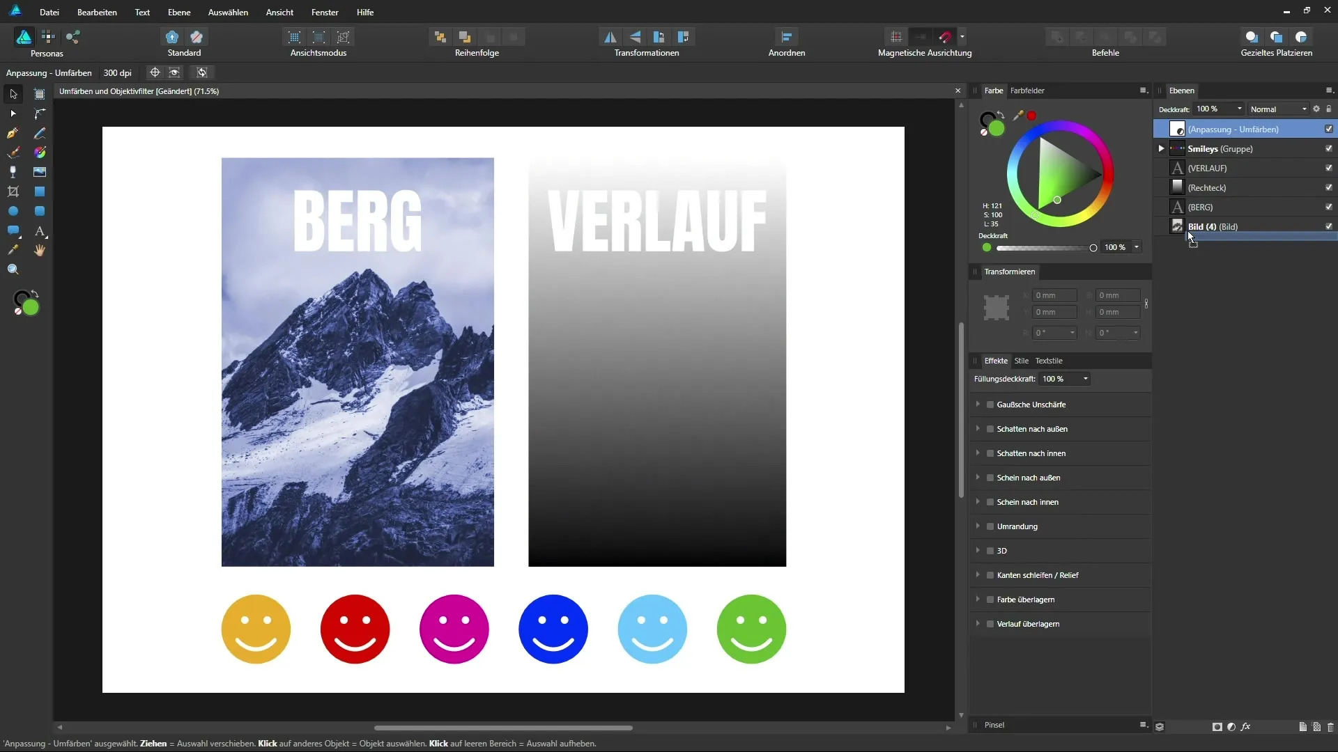 Перекрашивание и фильтры для линз: раскройте свой творческий потенциал в Affinity Designer
