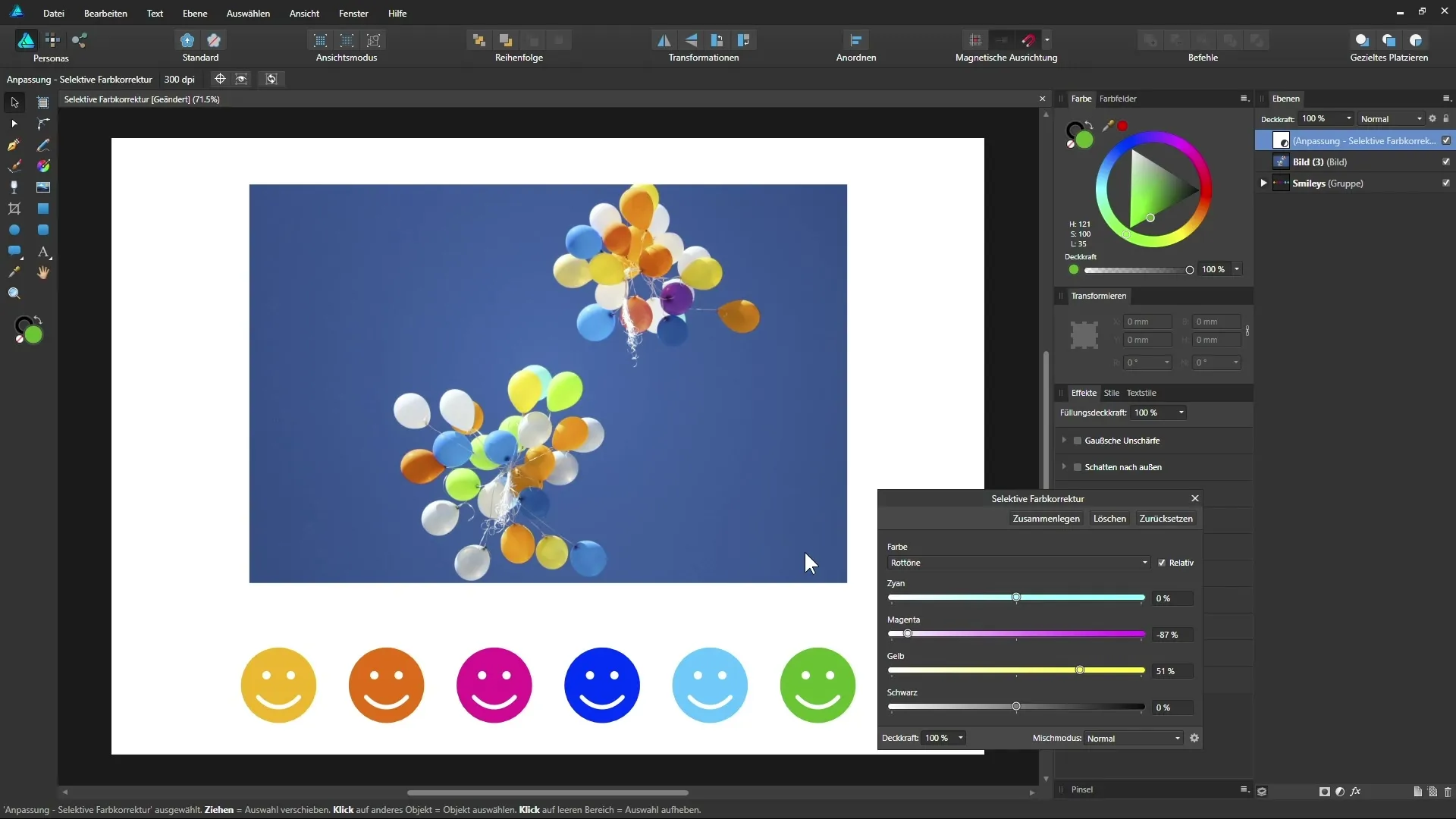 Dominar correções de cores de forma eficaz: Affinity Designer Tutorial