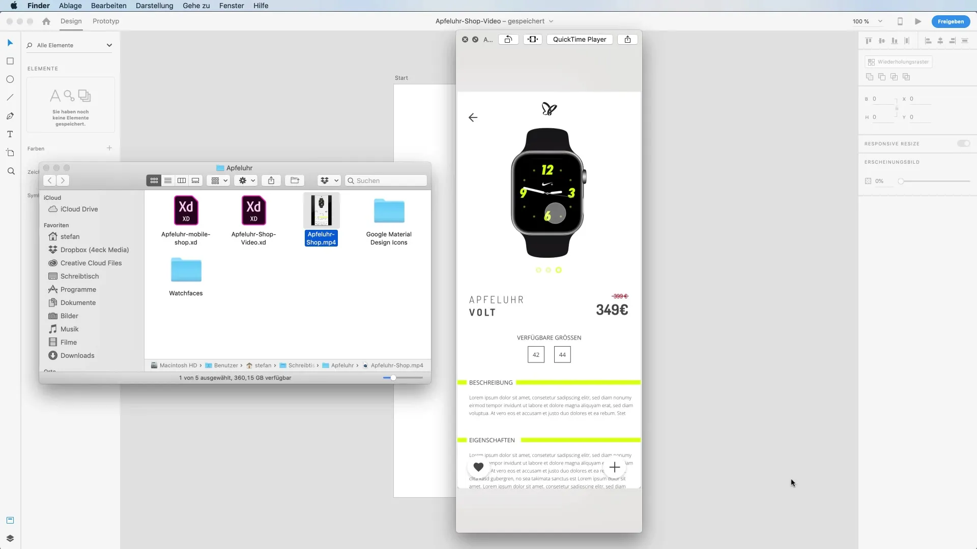 High-quality online shop prototype in Adobe XD