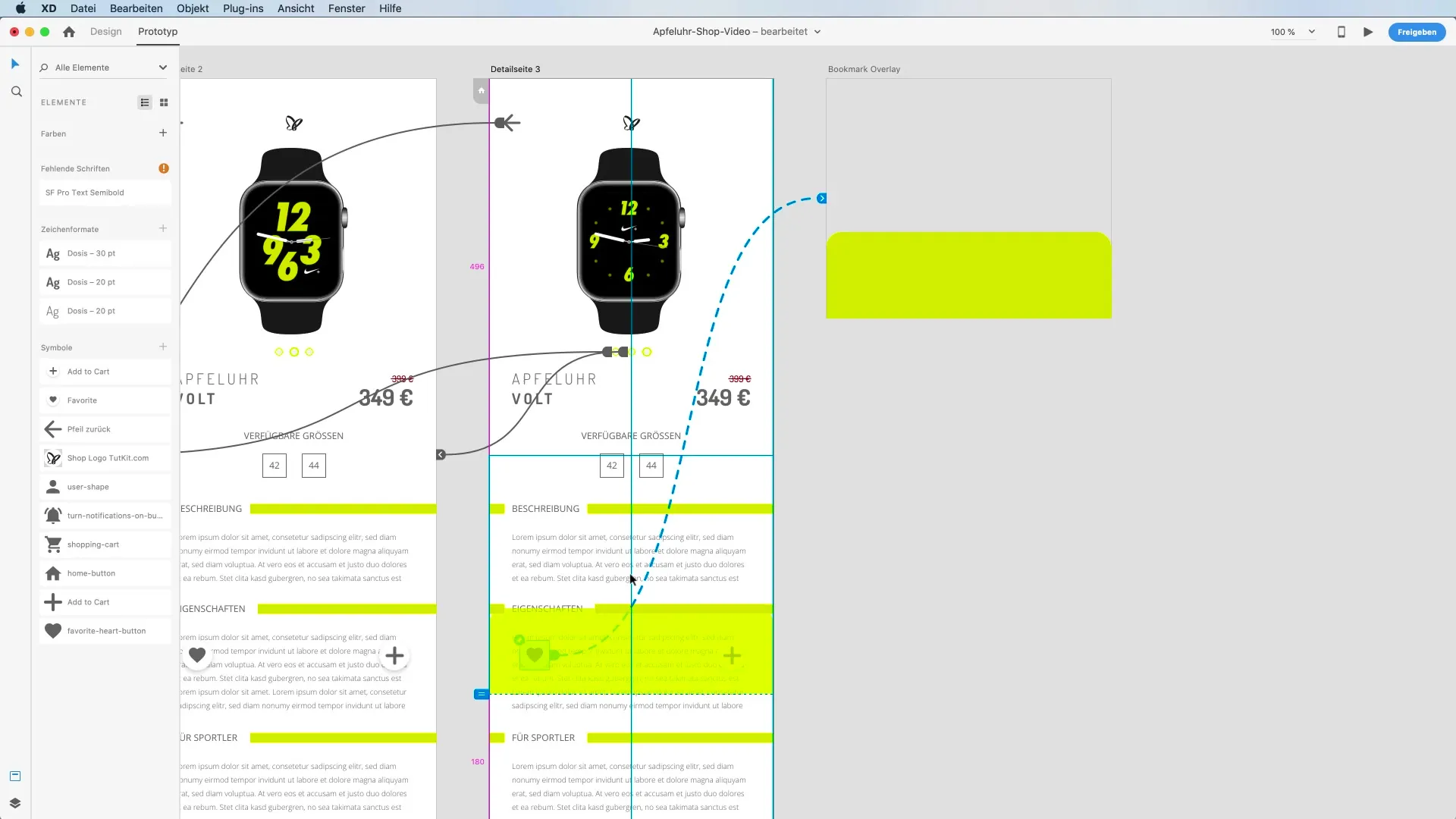 High-Fidelity-Prototyp in Adobe XD - Overlay-Funktion effektiv nutzen