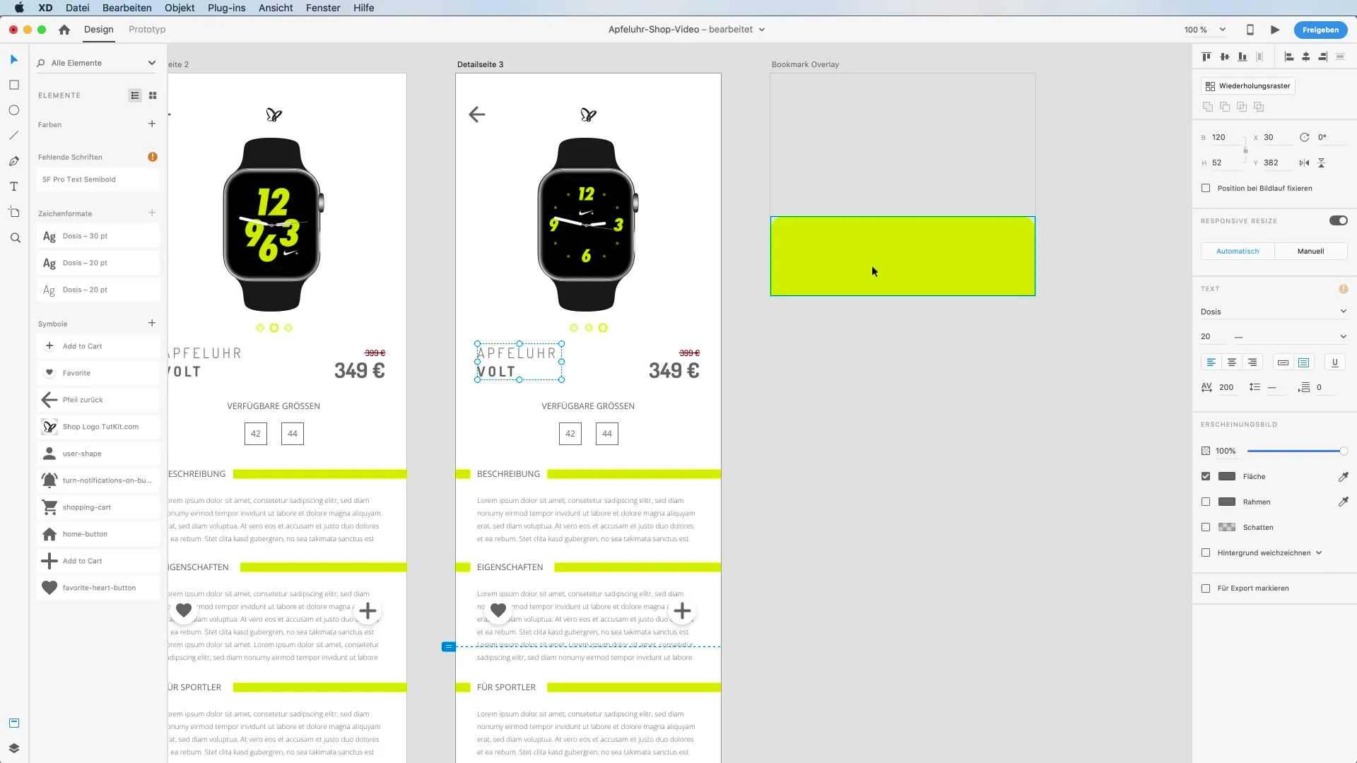 High-Fidelity-Prototyp in Adobe XD - Overlay-Funktion effektiv nutzen