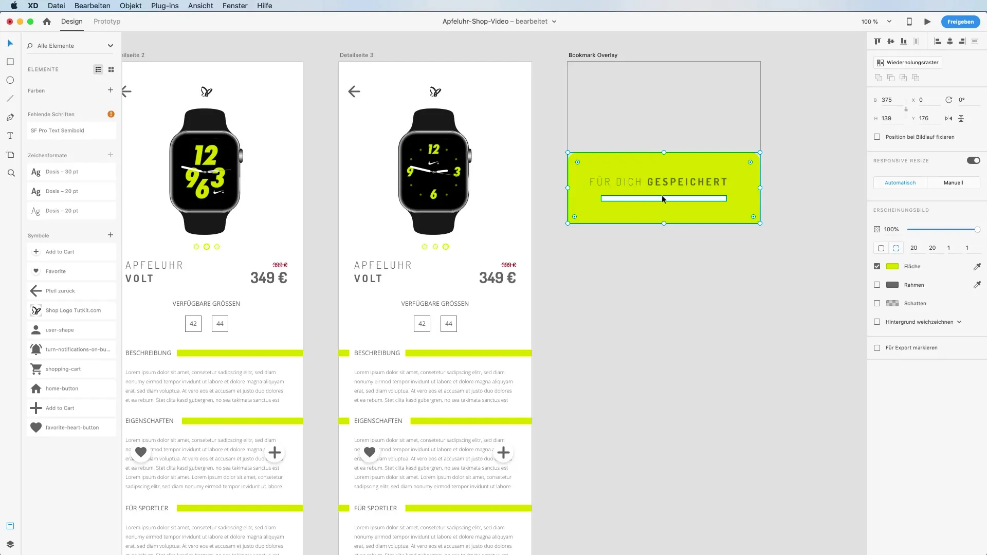 High-Fidelity-Prototyp in Adobe XD - Overlay-Funktion effektiv nutzen