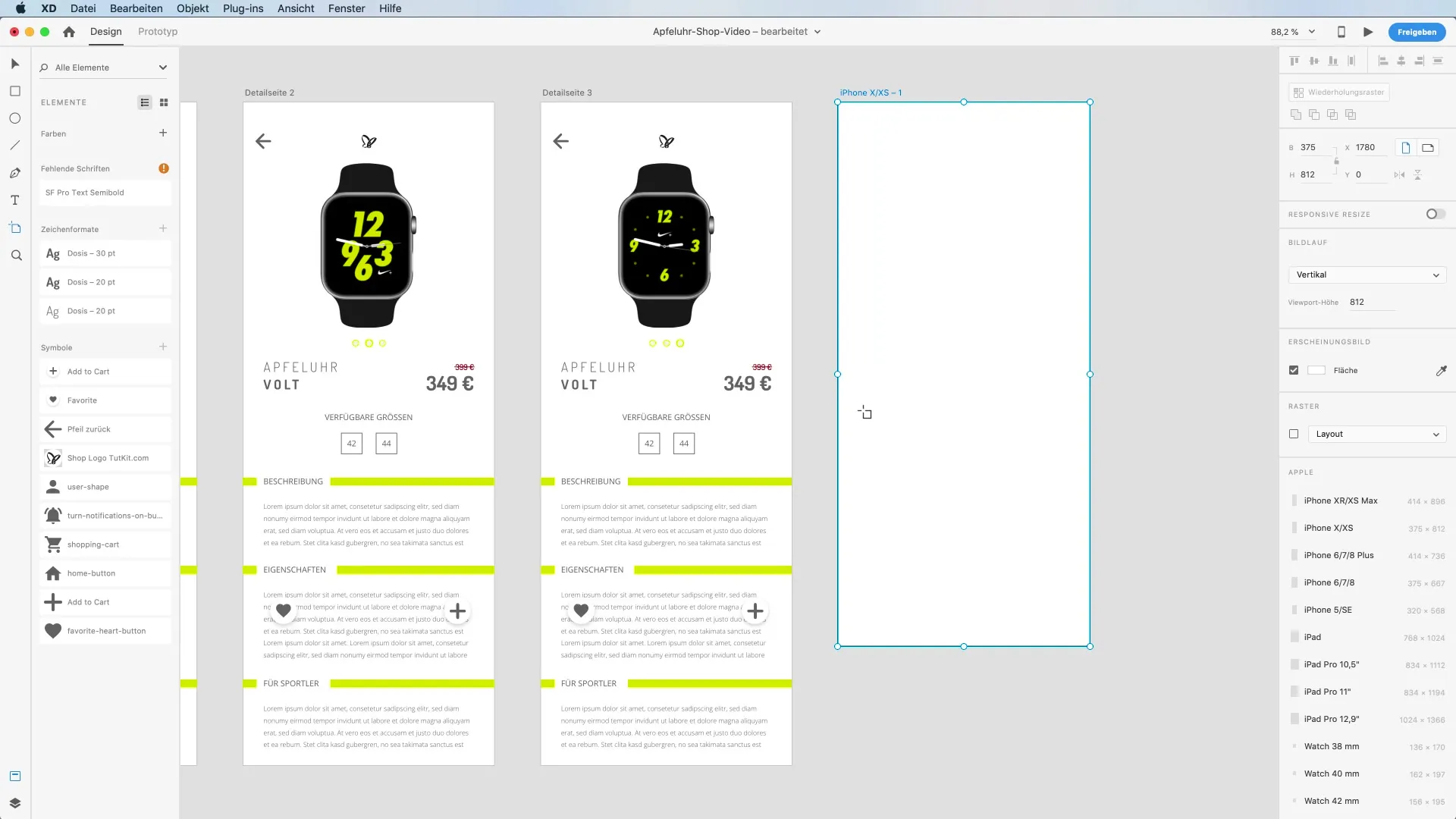 High-Fidelity-Prototyp in Adobe XD - Overlay-Funktion effektiv nutzen