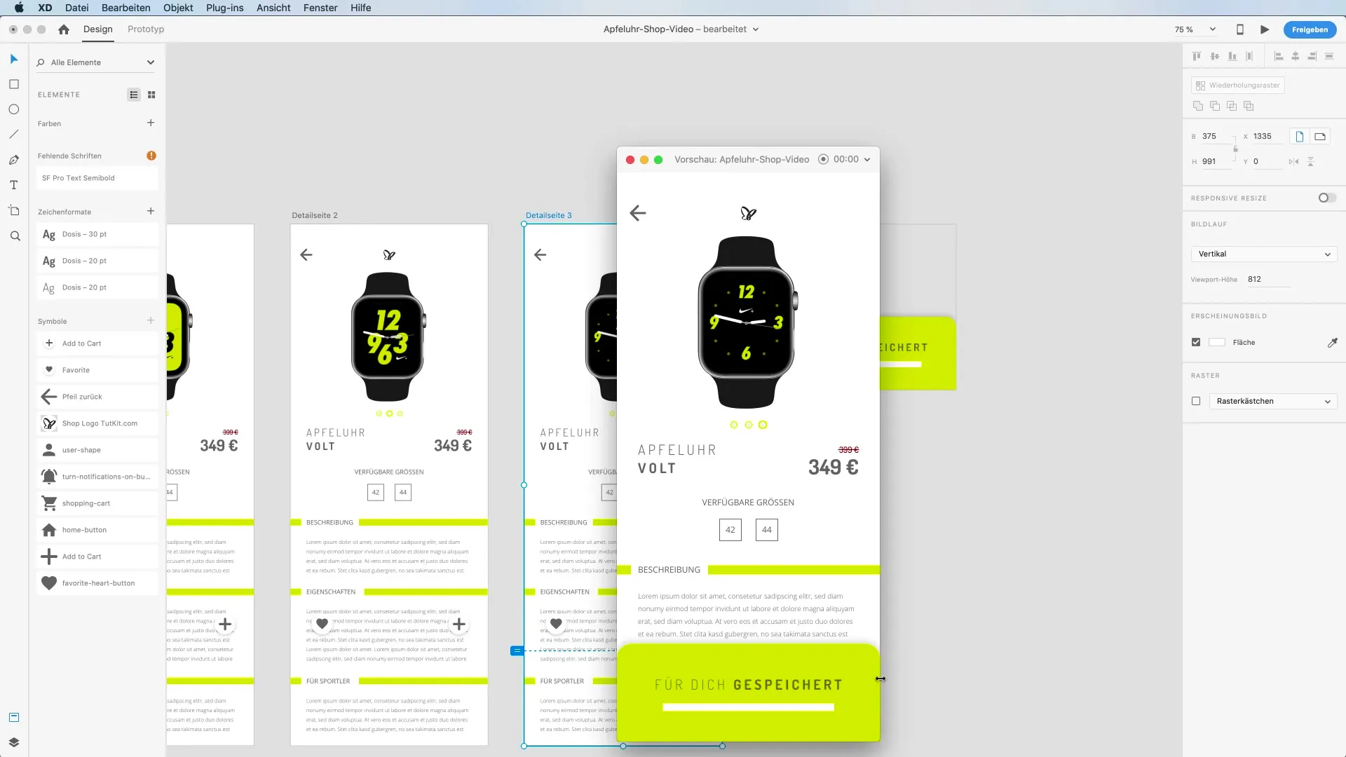 High-Fidelity-Prototyp in Adobe XD - Overlay-Funktion effektiv nutzen