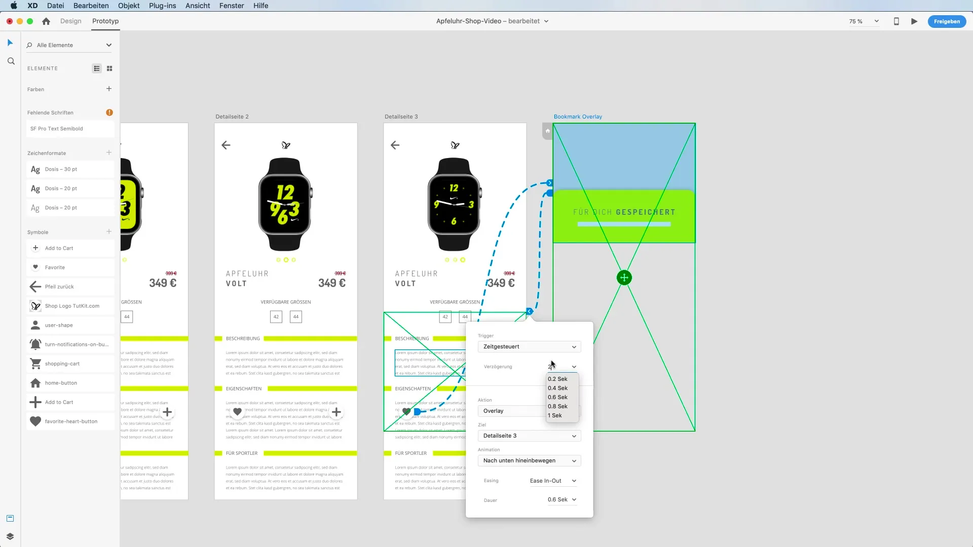 High-Fidelity-Prototyp in Adobe XD - Overlay-Funktion effektiv nutzen
