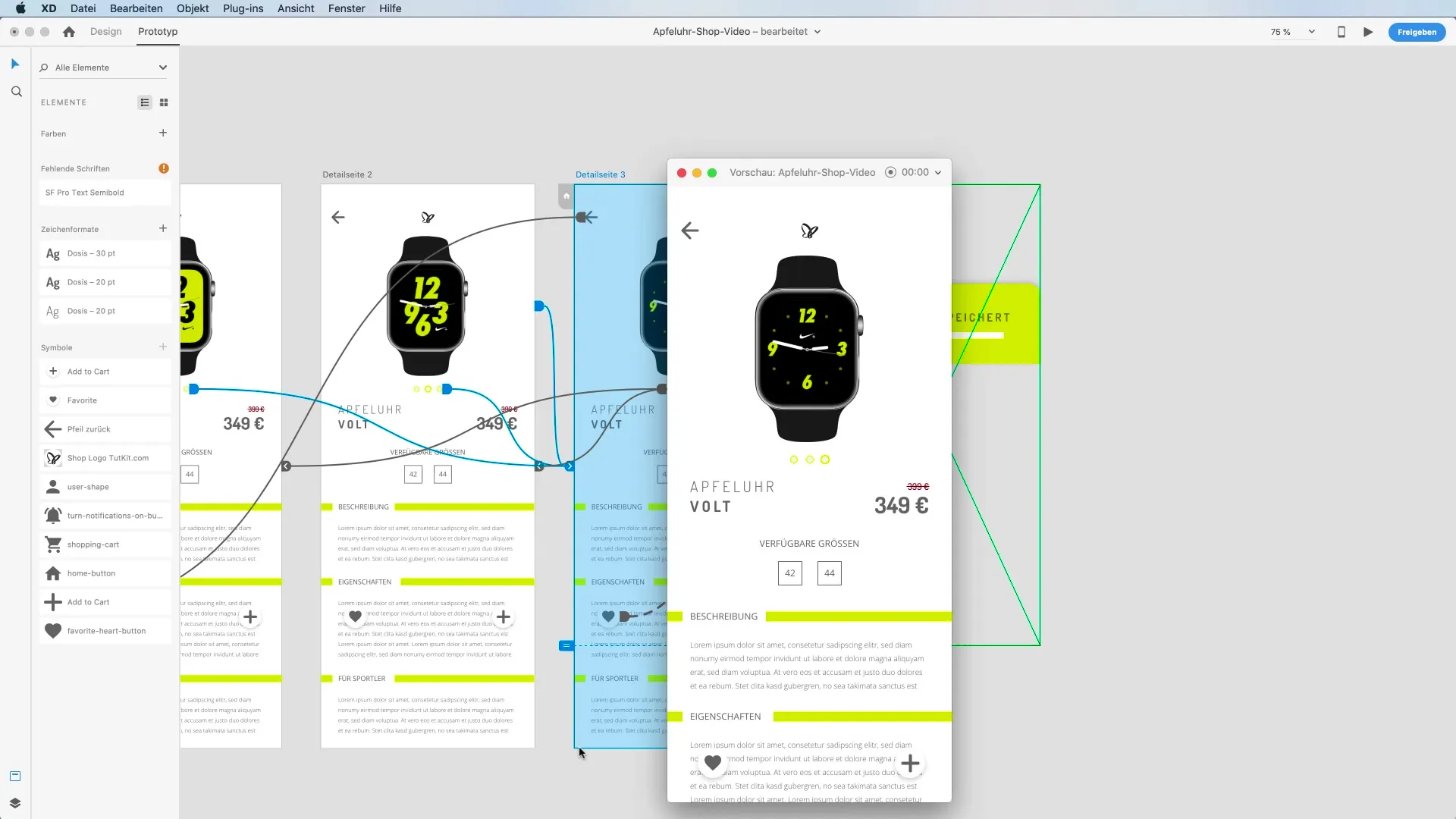 High-Fidelity-Prototyp in Adobe XD - Overlay-Funktion effektiv nutzen