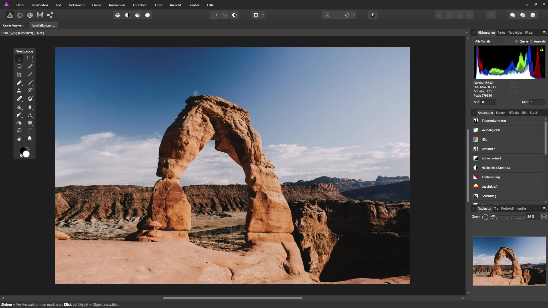 Affinity Photo – Die Arbeitsoberfläche und ihre Anpassung