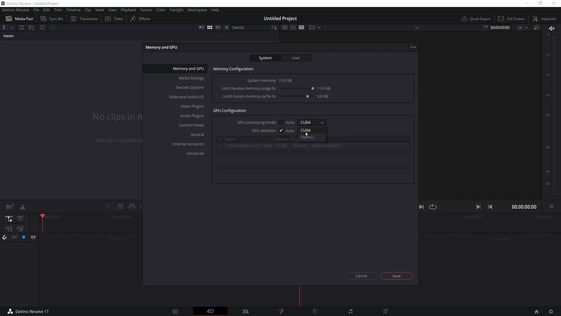 Vyřešení problému s pamětí GPU v programu DaVinci Resolve - Průvodce krok za krokem