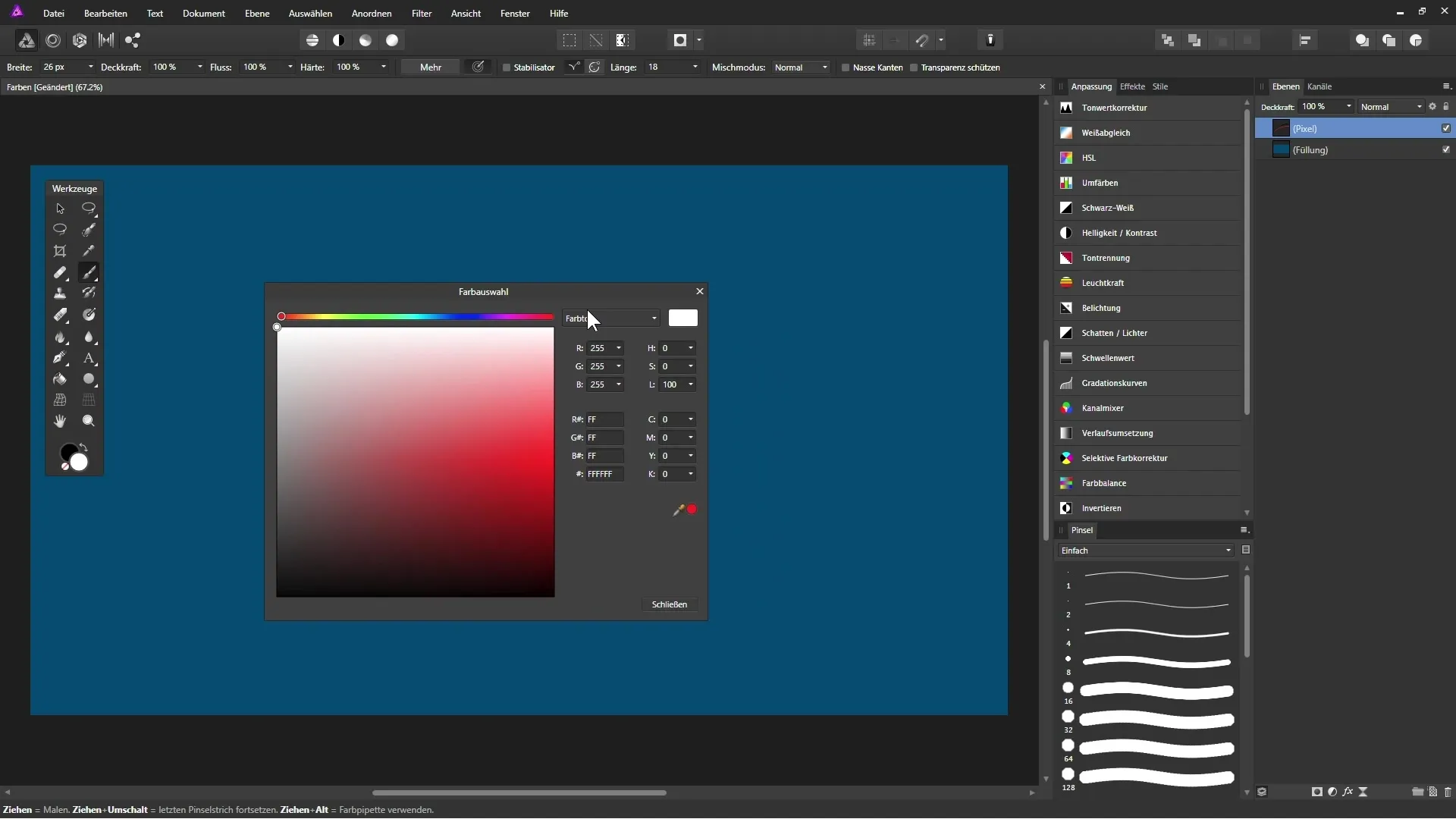 Farben in Affinity Photo effizient auswählen und mischen