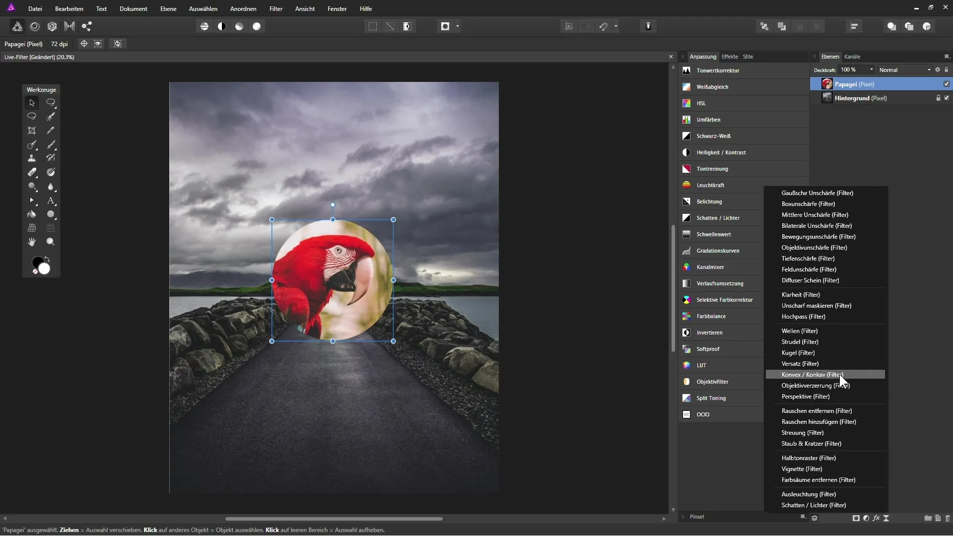 Utilizzo efficiente dei filtri Live in Affinity Photo