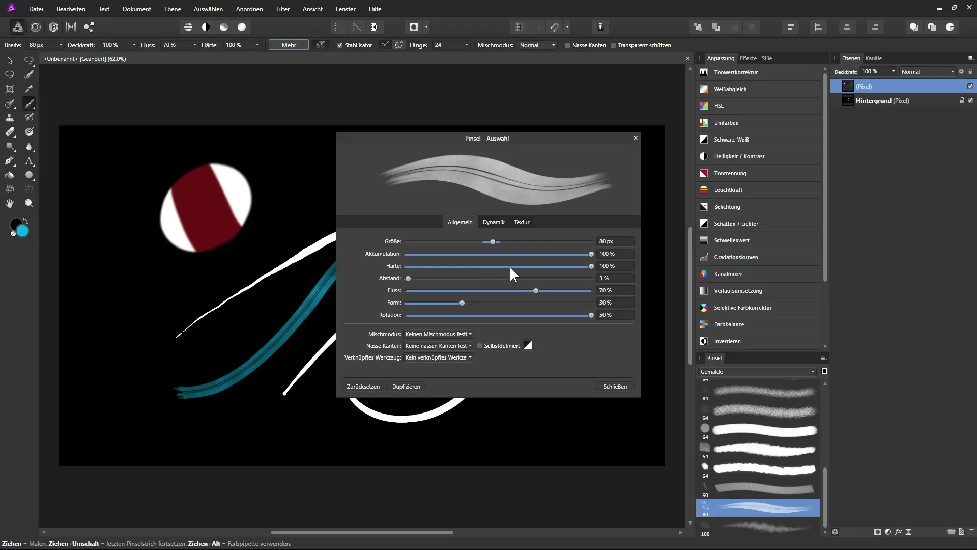 Kreatives Malen mit dem Pinsel-Werkzeug in Affinity Photo