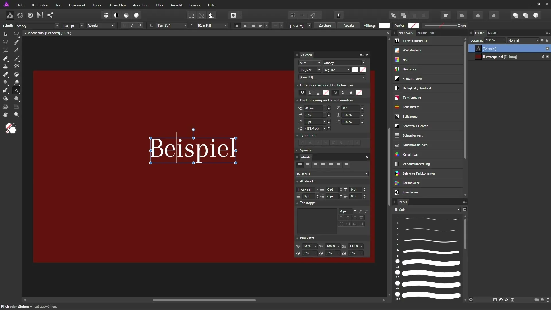 Text-Werkzeug in Affinity Photo effektiv nutzen