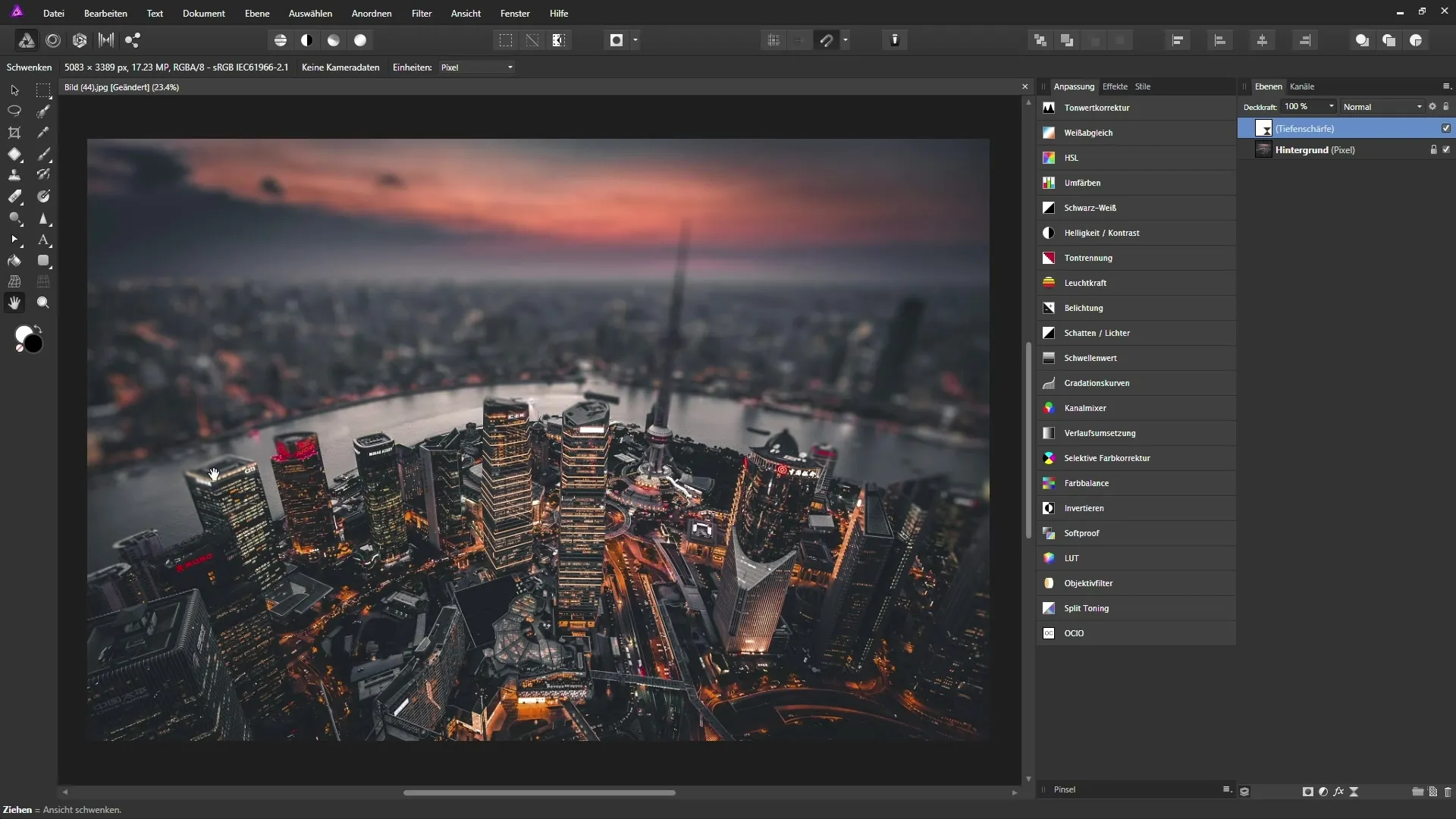 Simulierter Tiefenunschärfe-Effekt in Affinity Photo erstellen