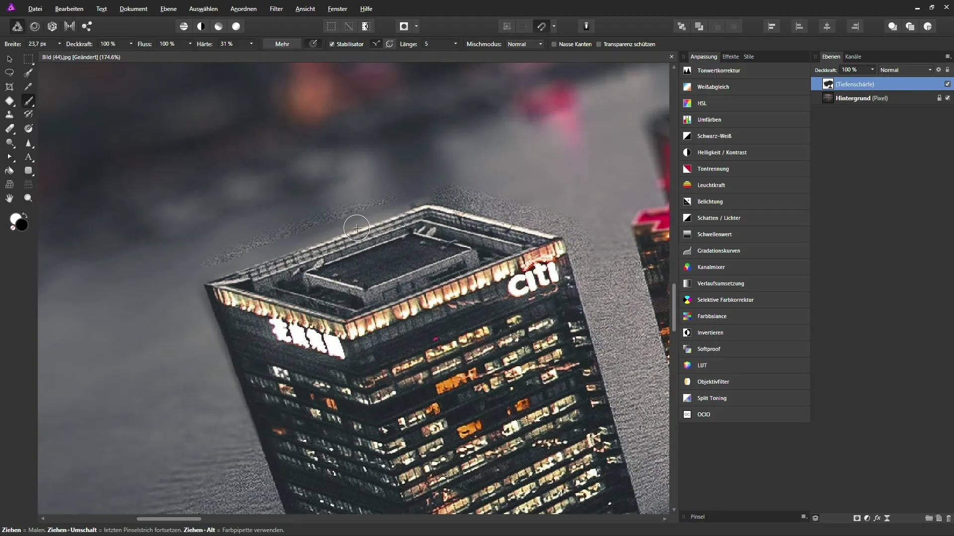 Simulierter Tiefenunschärfe-Effekt in Affinity Photo erstellen