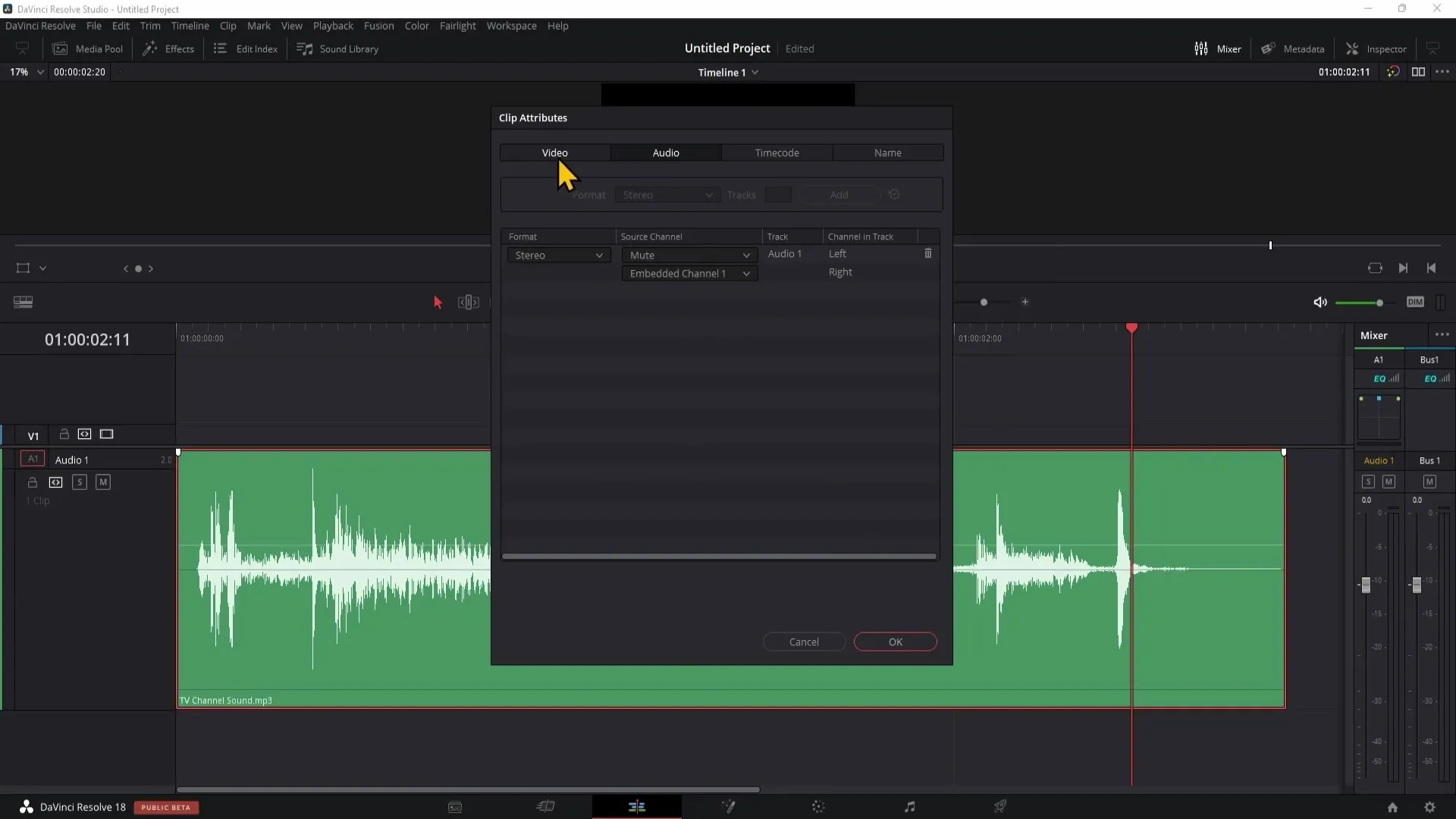 Převést stereo na mono v programu DaVinci Resolve - Návod krok za krokem pro začátečníky