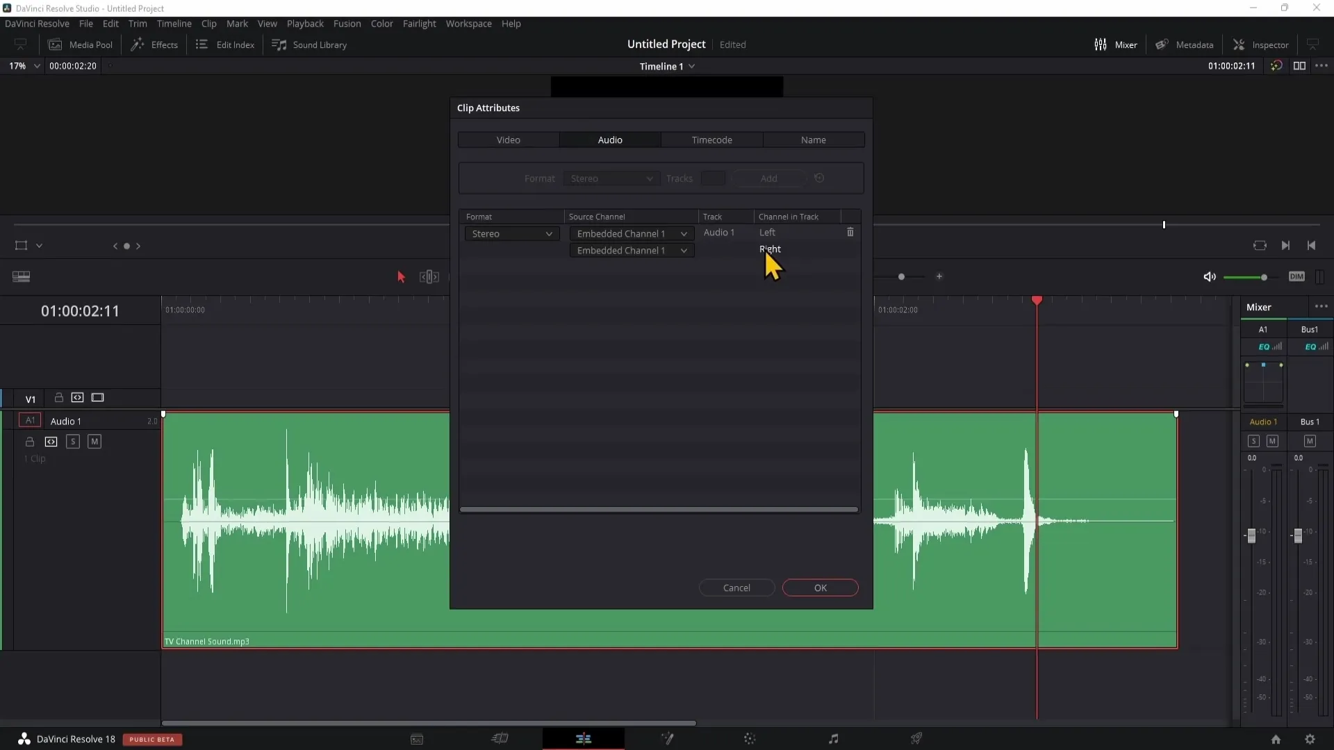 Převést stereo na mono v programu DaVinci Resolve - Návod krok za krokem pro začátečníky