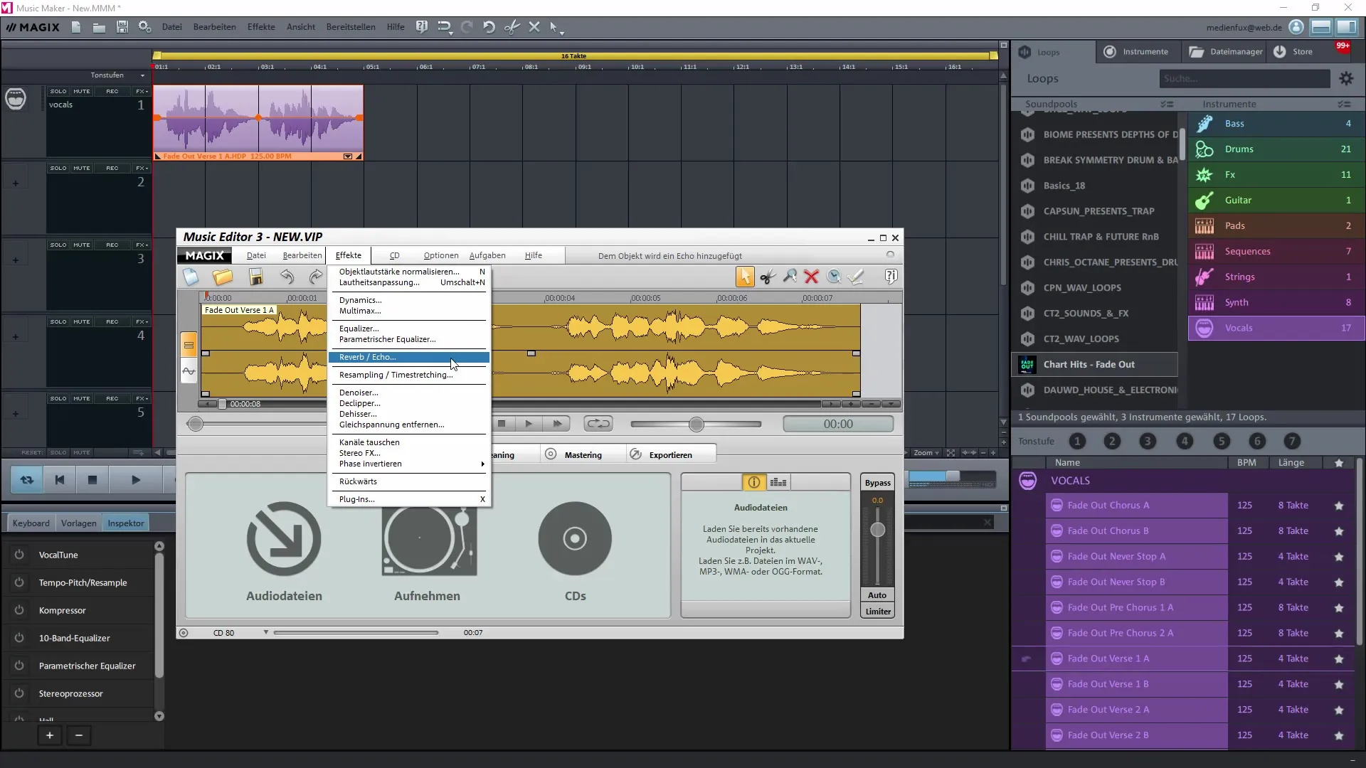Magix Music Maker를 위한 외부 오디오 편집기 사용