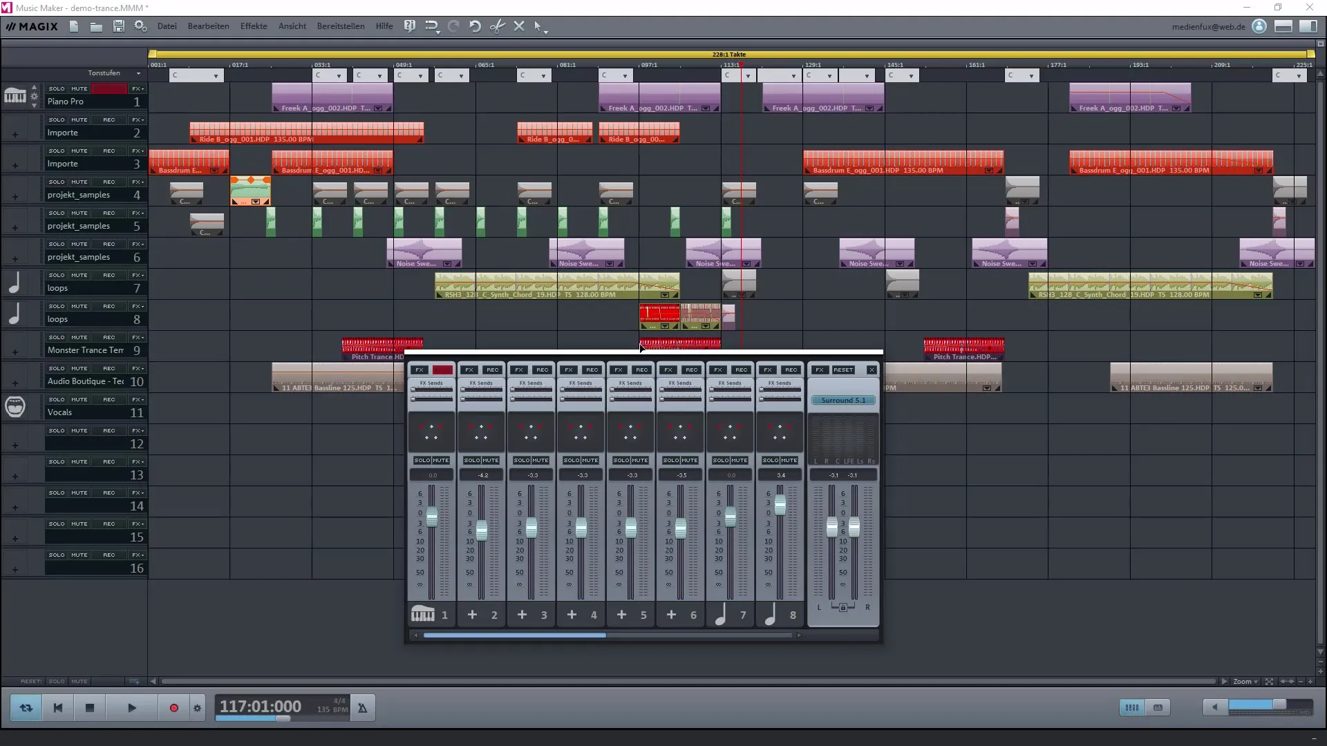 Magix Music Maker에서의 마스터링 및 음향 효과