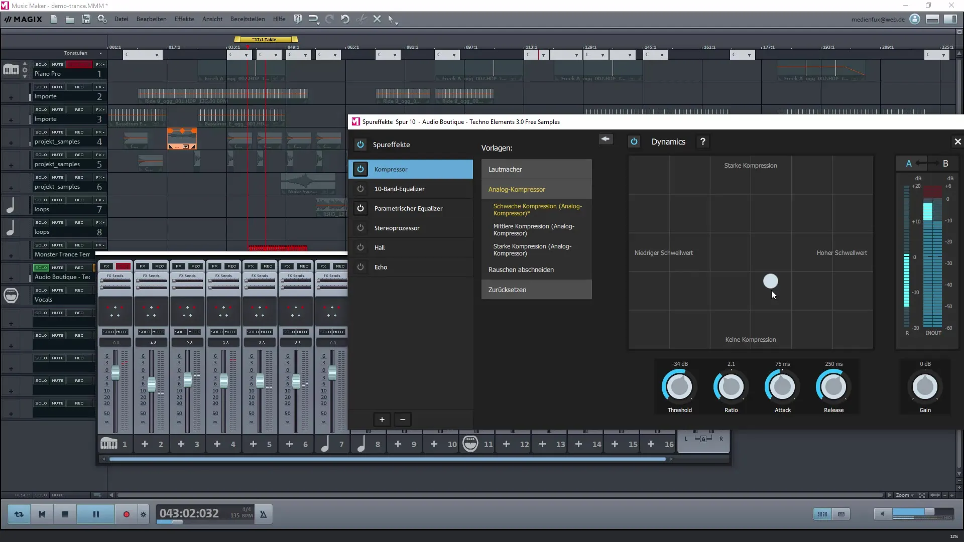 Magix Music Maker에서 믹싱 및 사운드 효과