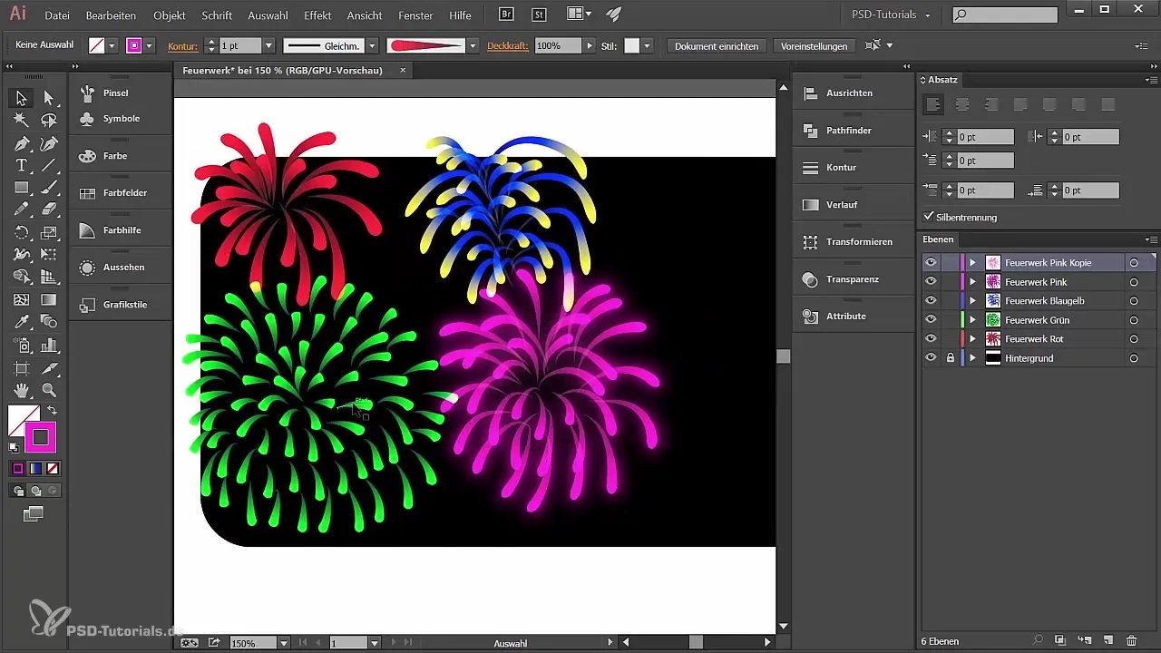 Kūrybingi fejerverkai, kuriuos sukūrė Adobe Illustrator
