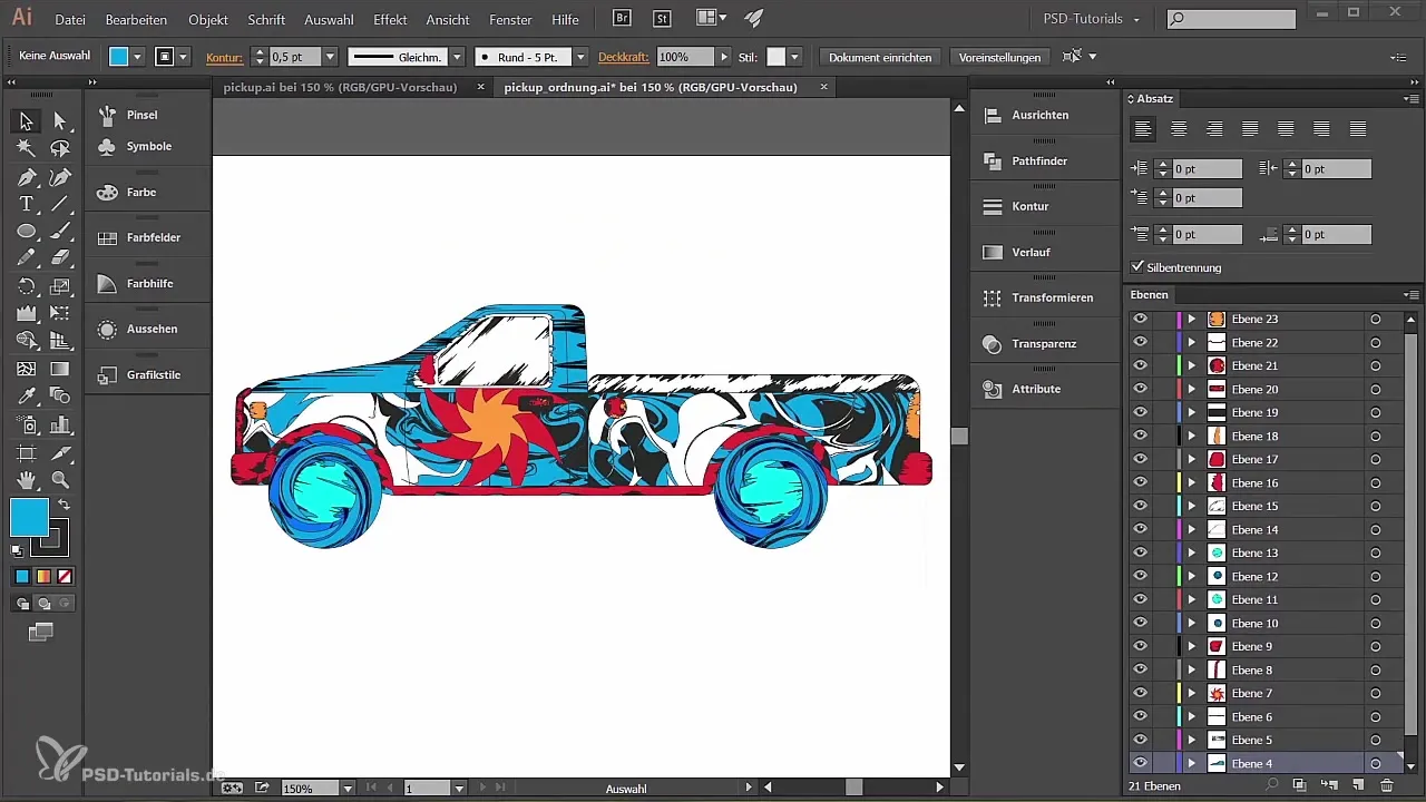Pickup Truck dizainas Illustrator programoje – žingsnis po žingsnio vadovas