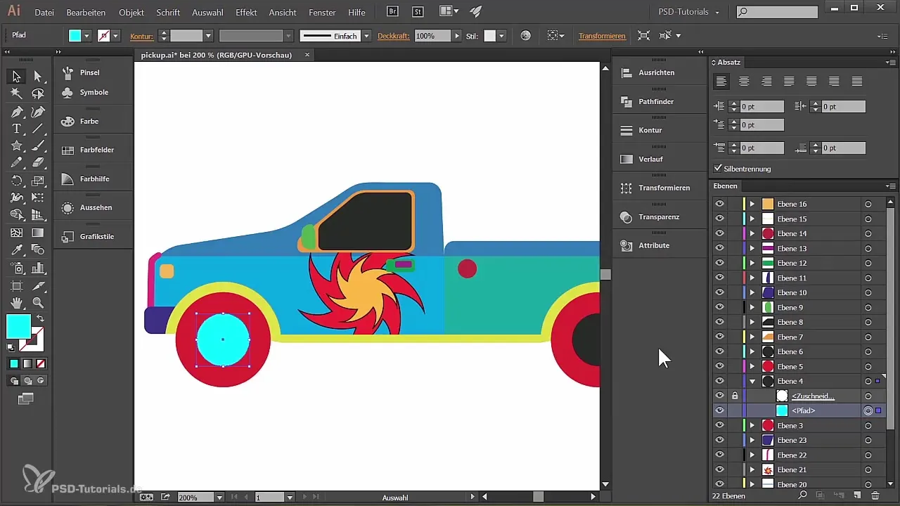 Pickup Truck dizaino kūrimas Illustrator – žingsnis po žingsnio instrukcija
