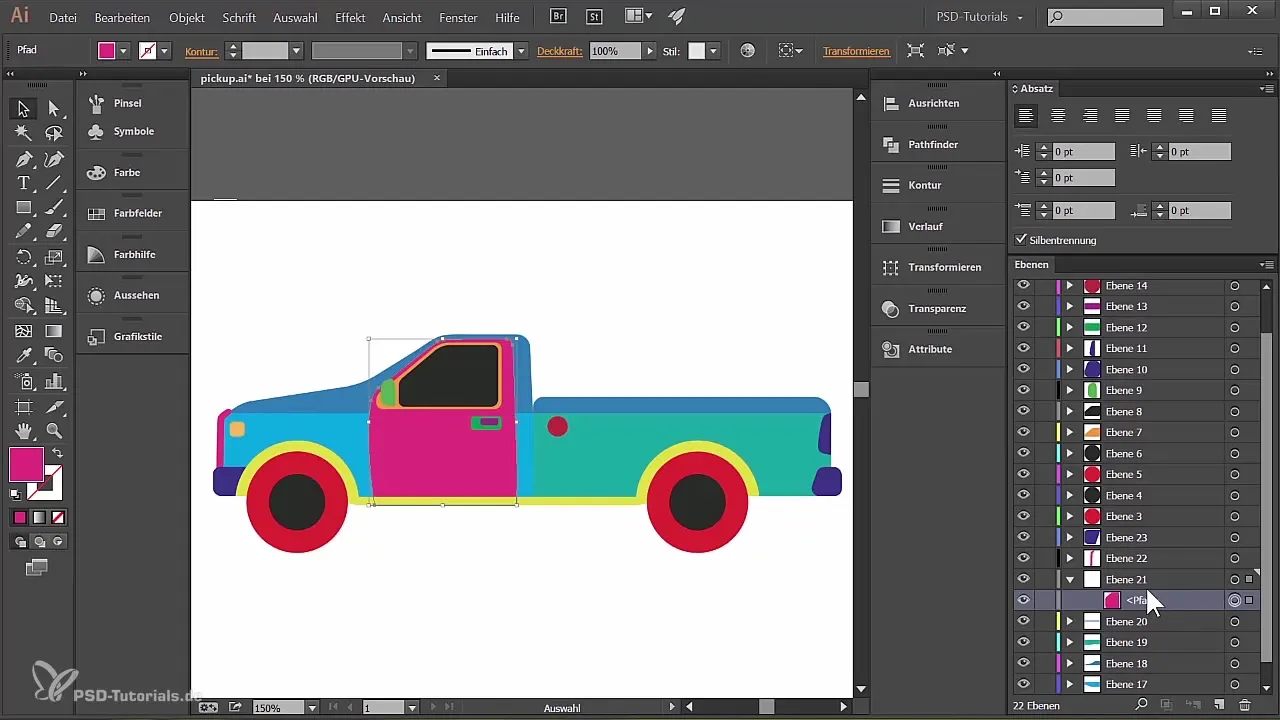 Pickup Truck dizainas Illustrator – žingsnis po žingsnio instrukcija