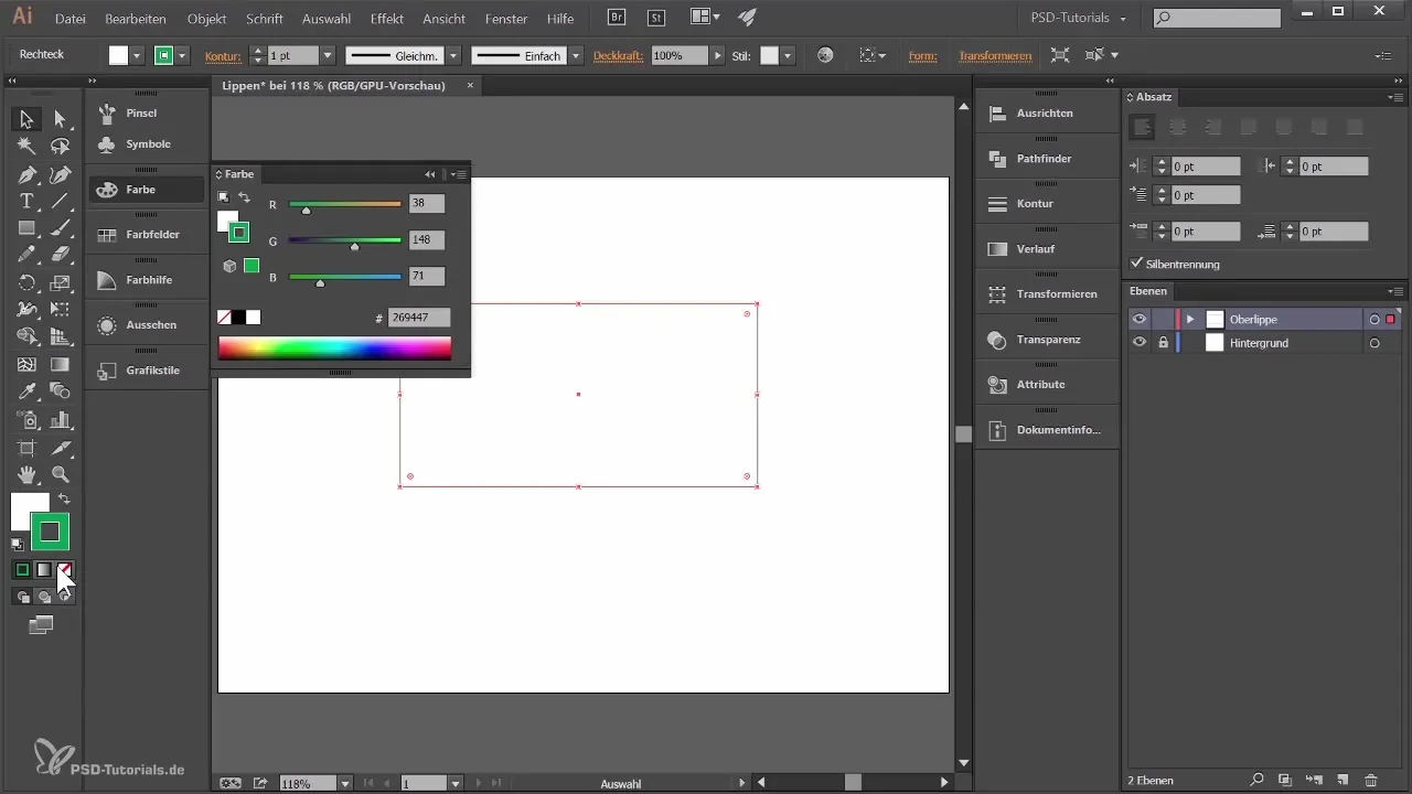 Lūpų forma su gradientinėmis tinklais Illustrator programoje