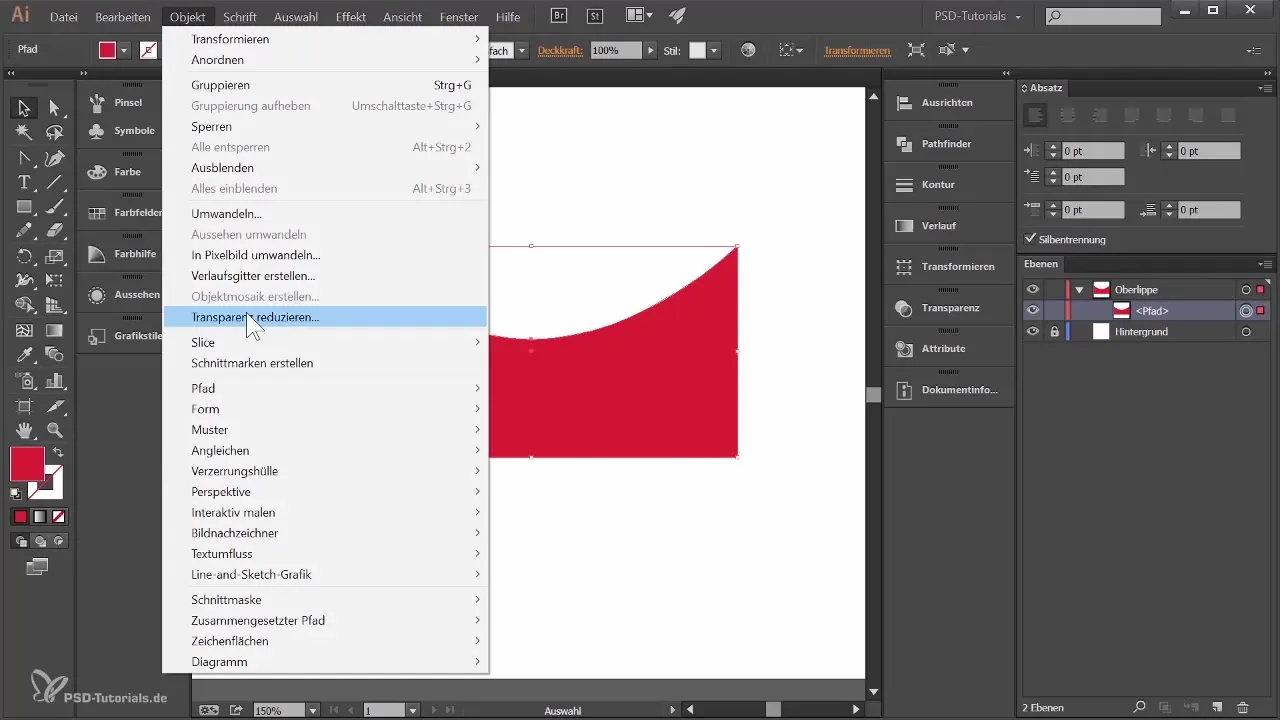 Sugadinta lūpų forma su gradientiniais tinklais Illustrator programoje
