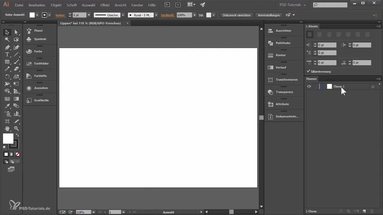 Lūpų forma su gradientiniais tinklais Illustrator programoje