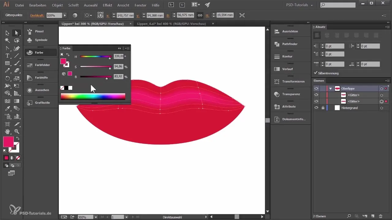 Lūpas plastiskai sukurti Adobe Illustrator