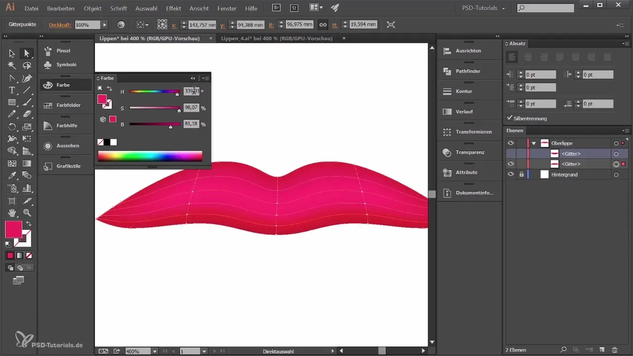 Lūpas plastinės formos Adobe Illustrator
