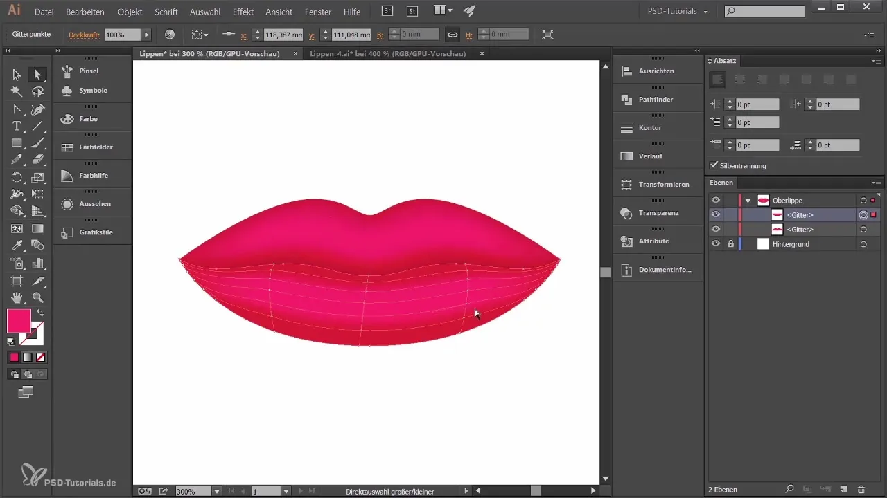 Lūpas plastinės formos Adobe Illustrator