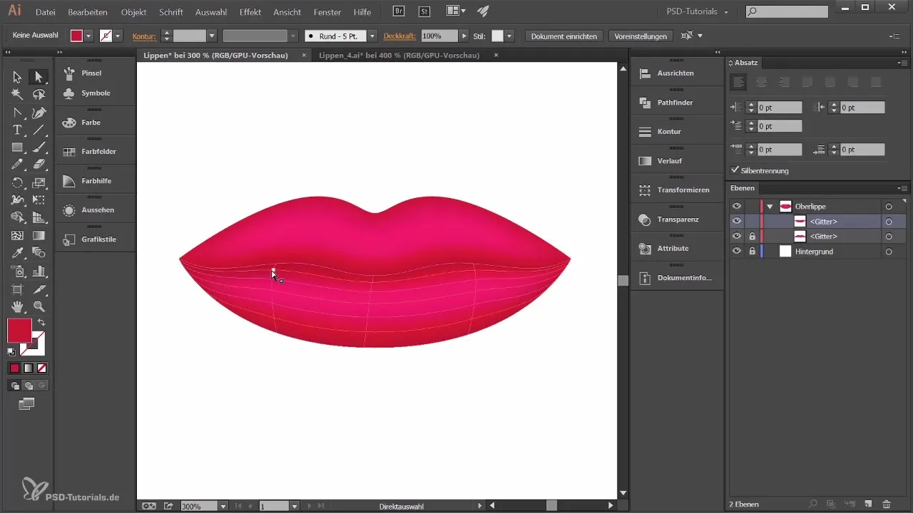 Lūpas plastinėmis sukurti Adobe Illustrator