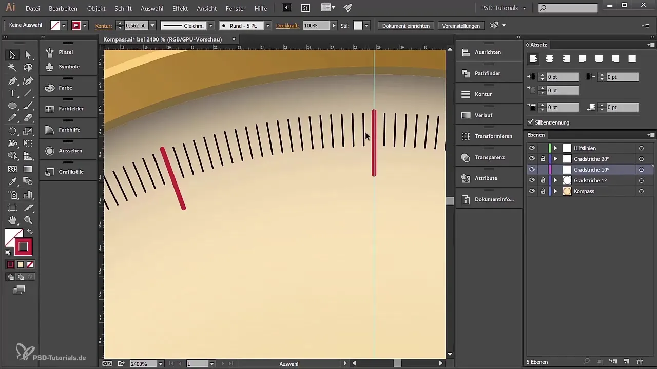 Kuriame kompaso gradaciją Adobe Illustrator