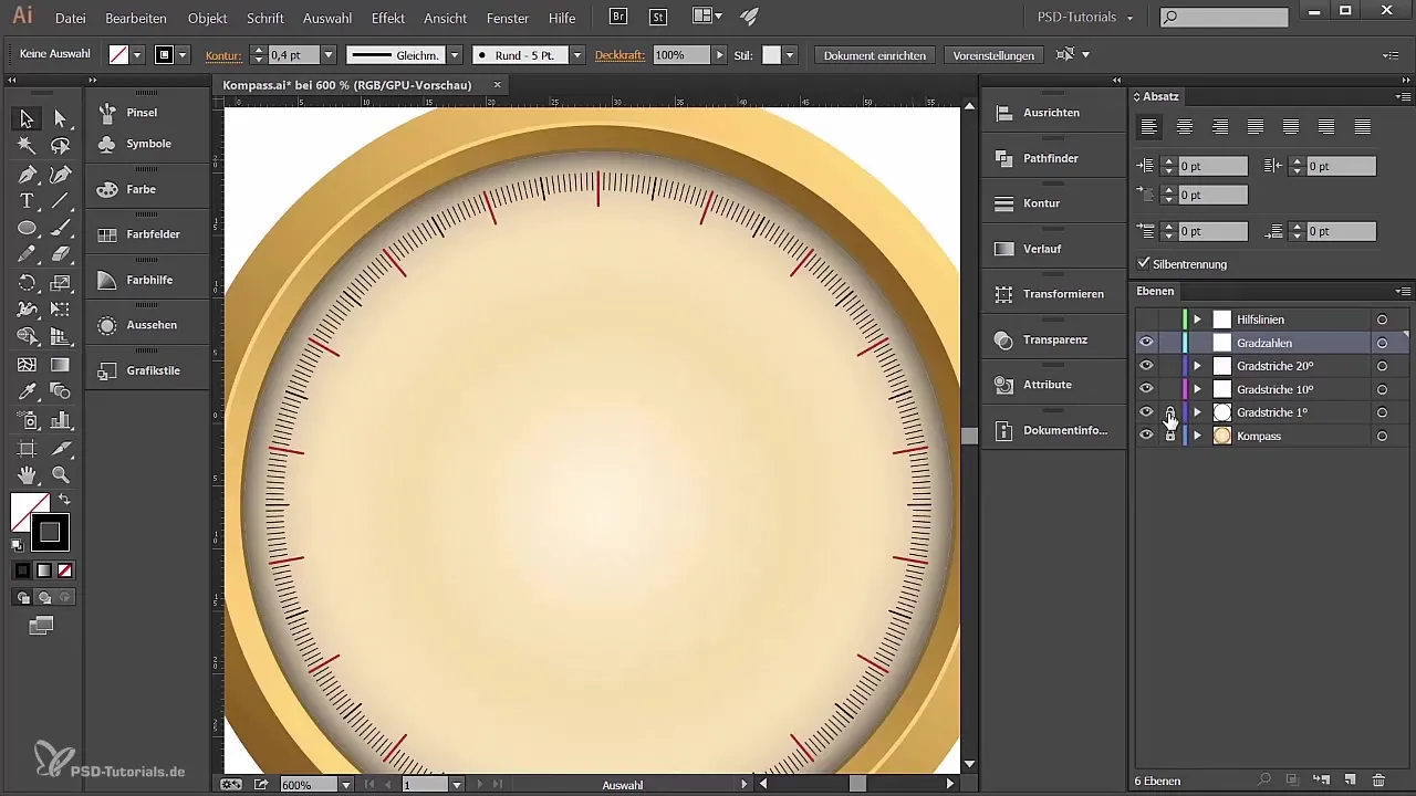 Kuriami gradstriche kompasui Adobe Illustrator programoje