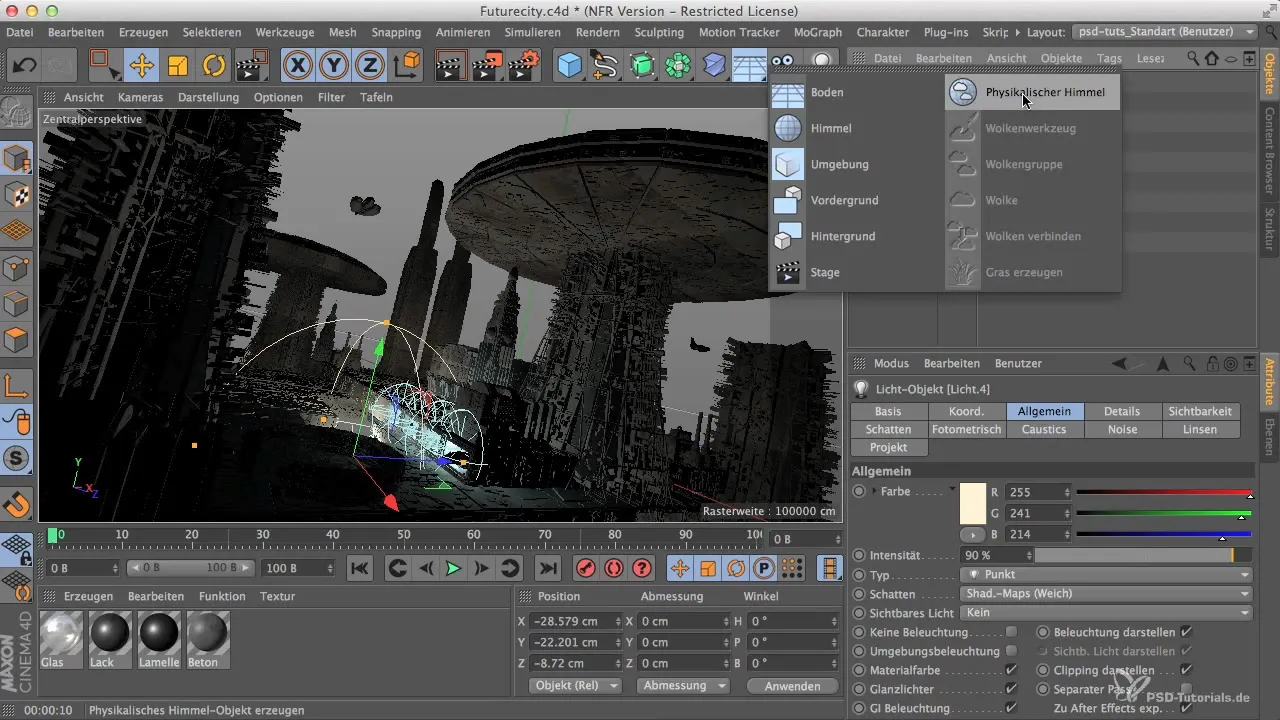 Оптимально використовувати фізичне небо в Cinema 4D