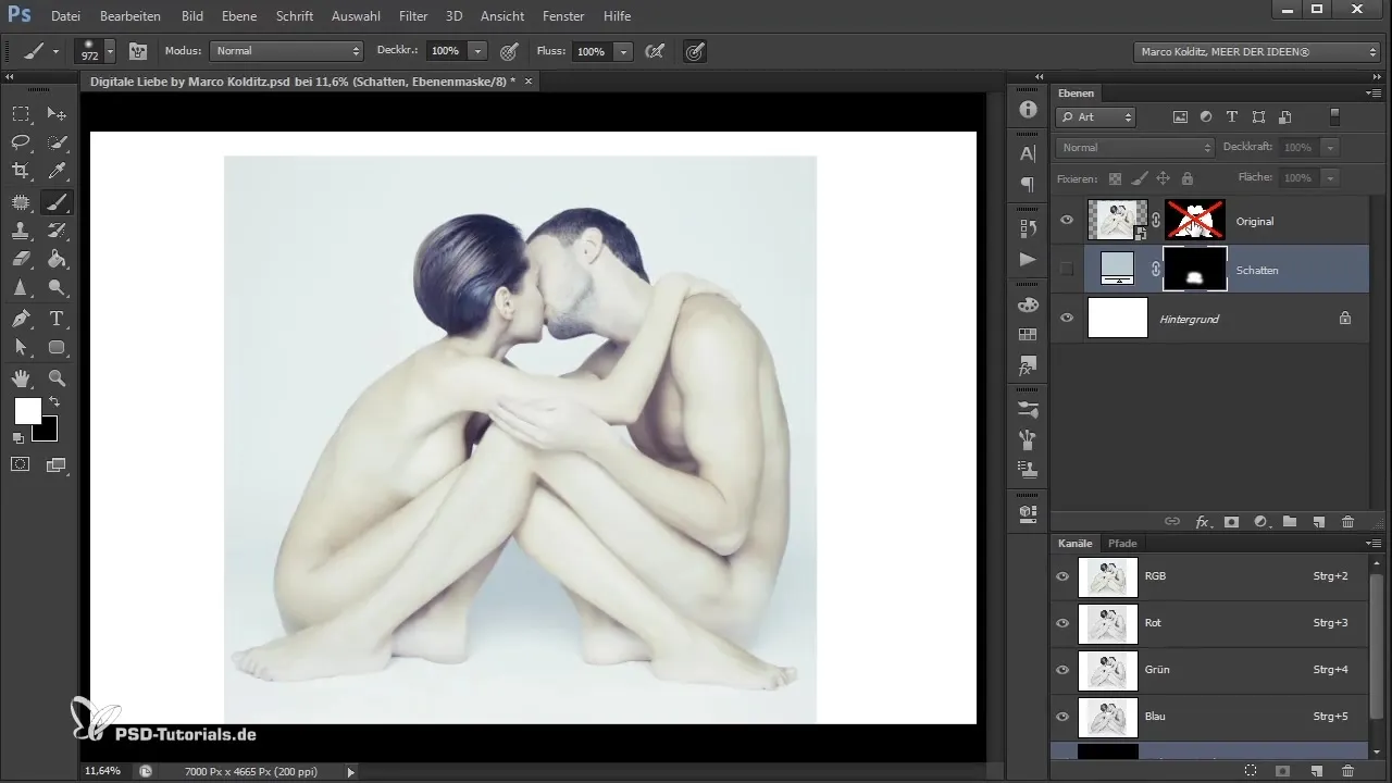 Afsnijden en schaduwconstructie in Photoshop: Digitale liefde