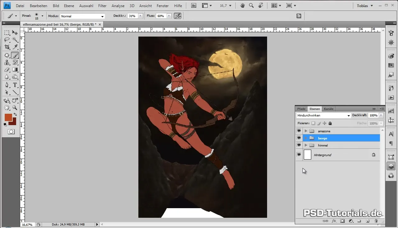 Digital-Painting api mengatur untuk Elfenamazone