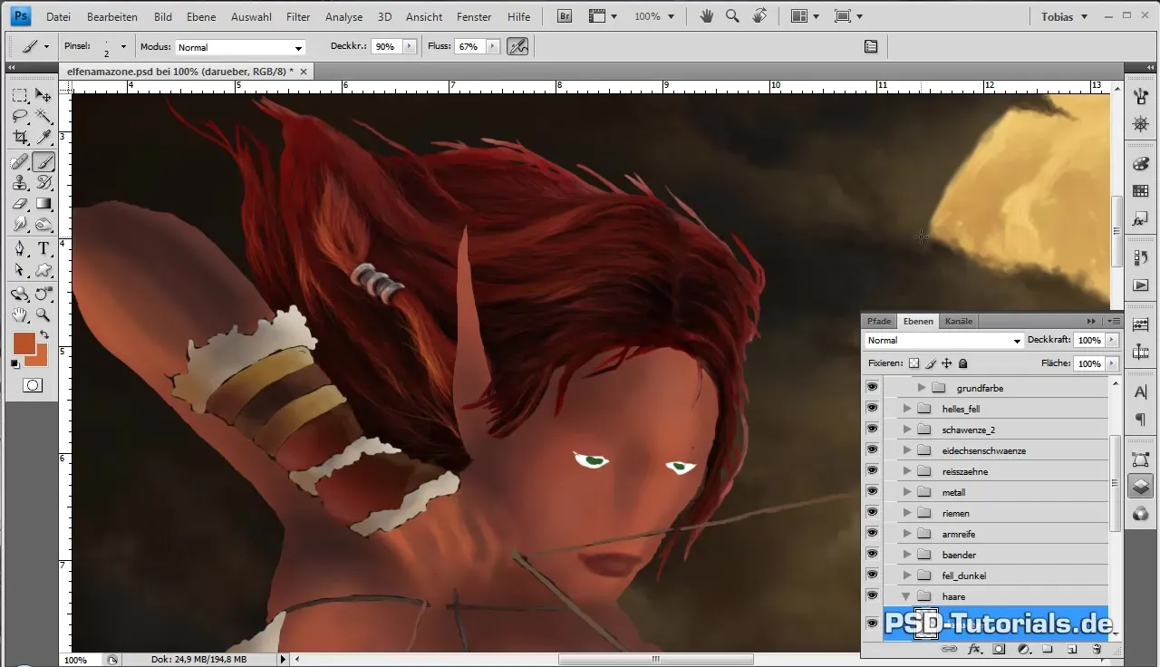 Digital Painting: Mengatur rambut Elfenamazonen secara efisien
