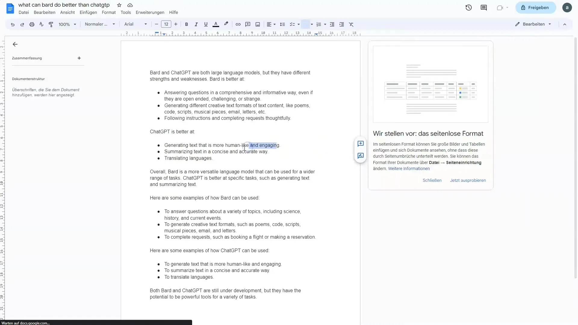Google Bard: Interfacet, forskelligt fra ChatGPT og tyske svar